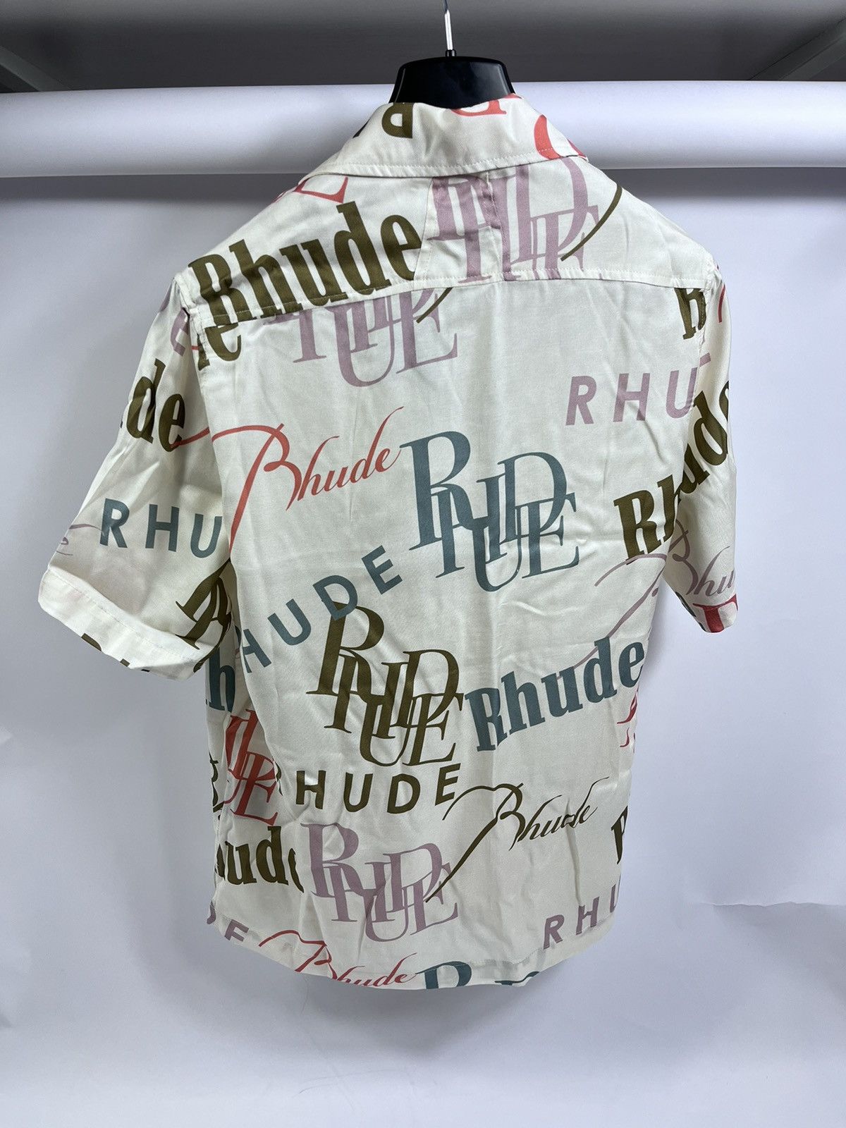 Rhude RHUDE LOGO PRINT VISCOSE SHORT SLEEVE SHIRT Size US S / EU 44-46 / 1 - 2 Thumbnail