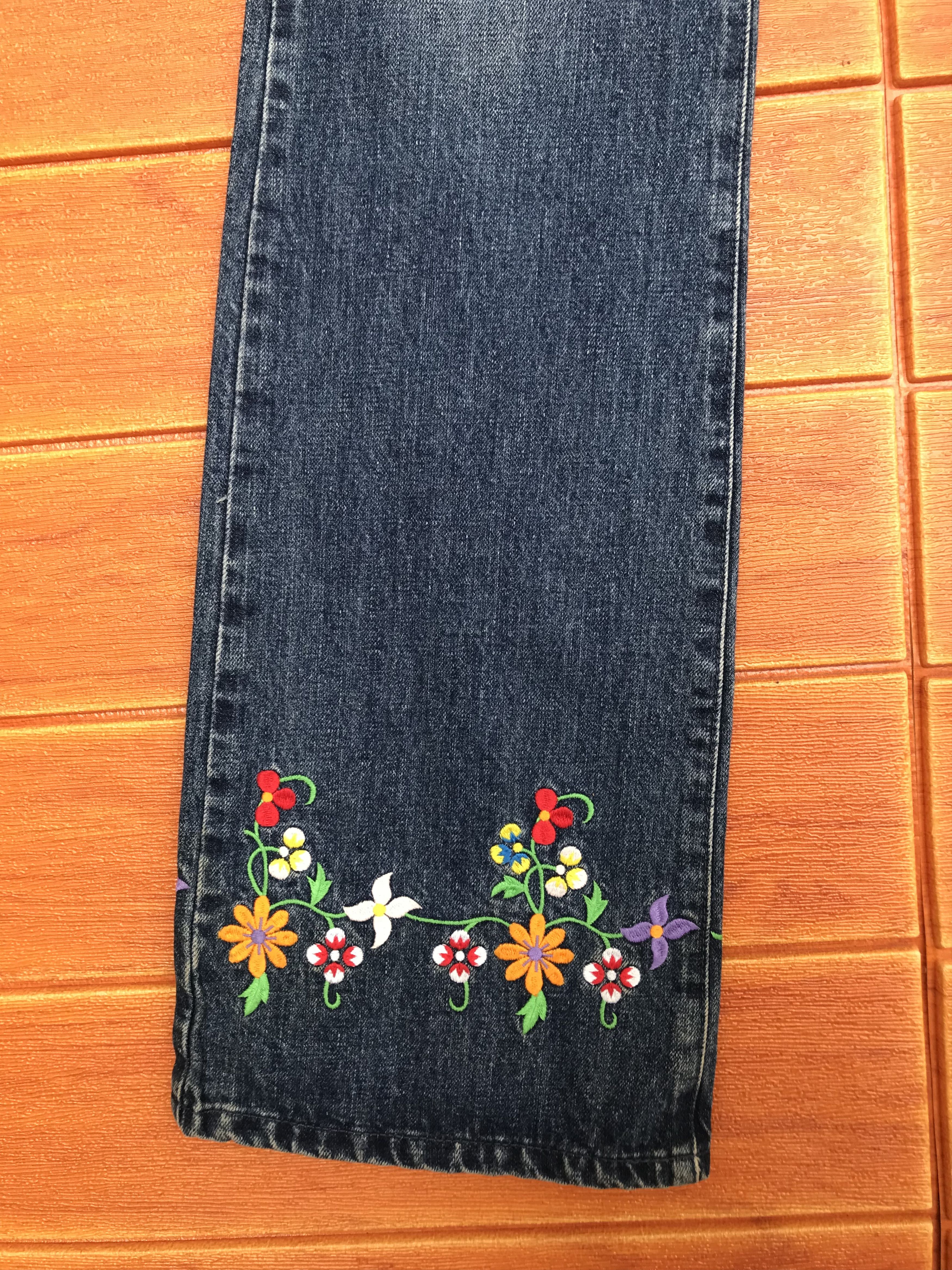 Fiorucci Flare Jeans Fiorucci Flower Embroidered Boot Cut Jeans Size US 27 - 7 Thumbnail