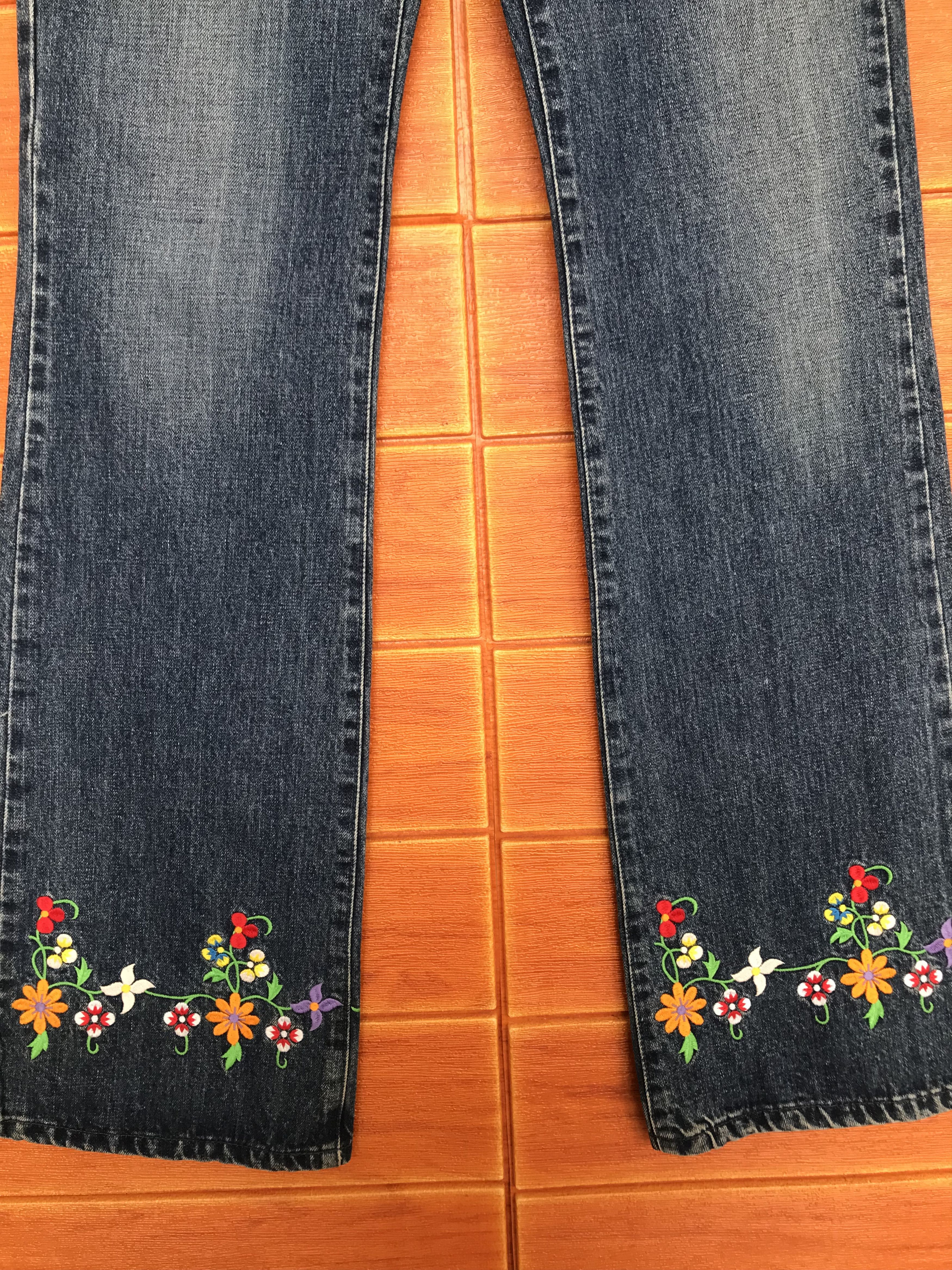 Fiorucci Flare Jeans Fiorucci Flower Embroidered Boot Cut Jeans Size US 27 - 9 Thumbnail