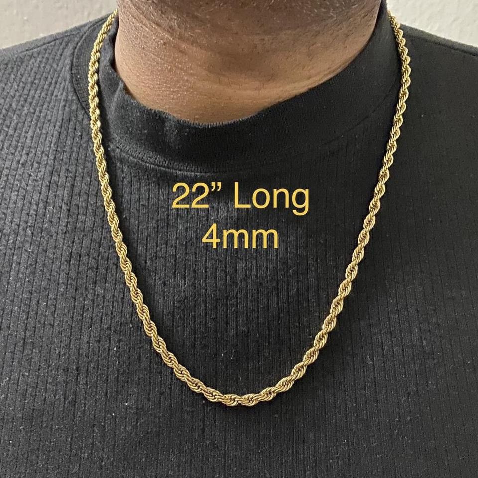Vintage Gold Tone 4mm 22”in Long Rope Chain Necklace - CHN-REP | Grailed