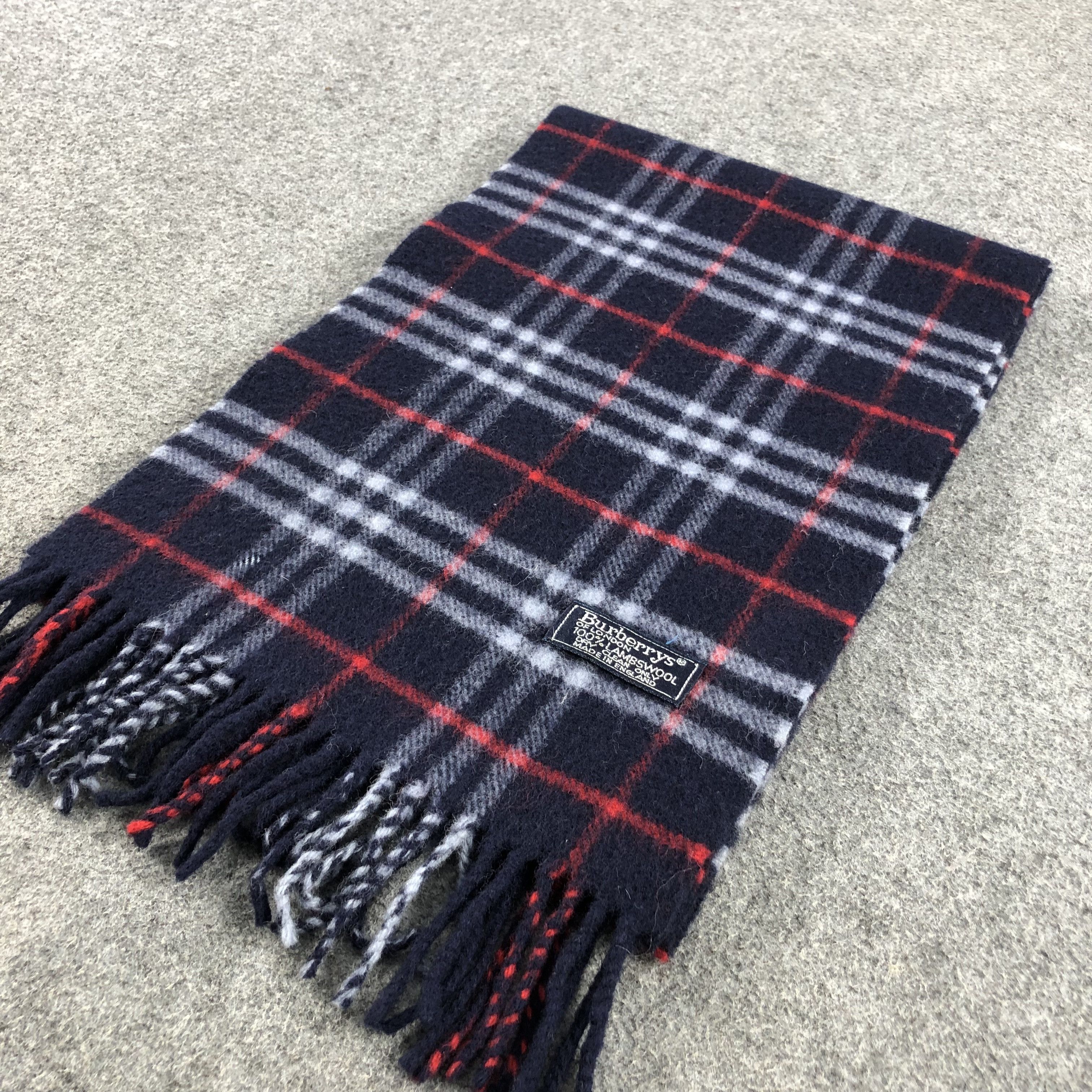 Burberry Burberrys Nova Check Blue Wool Scarf Muffler V502 Size ONE SIZE - 3 Thumbnail