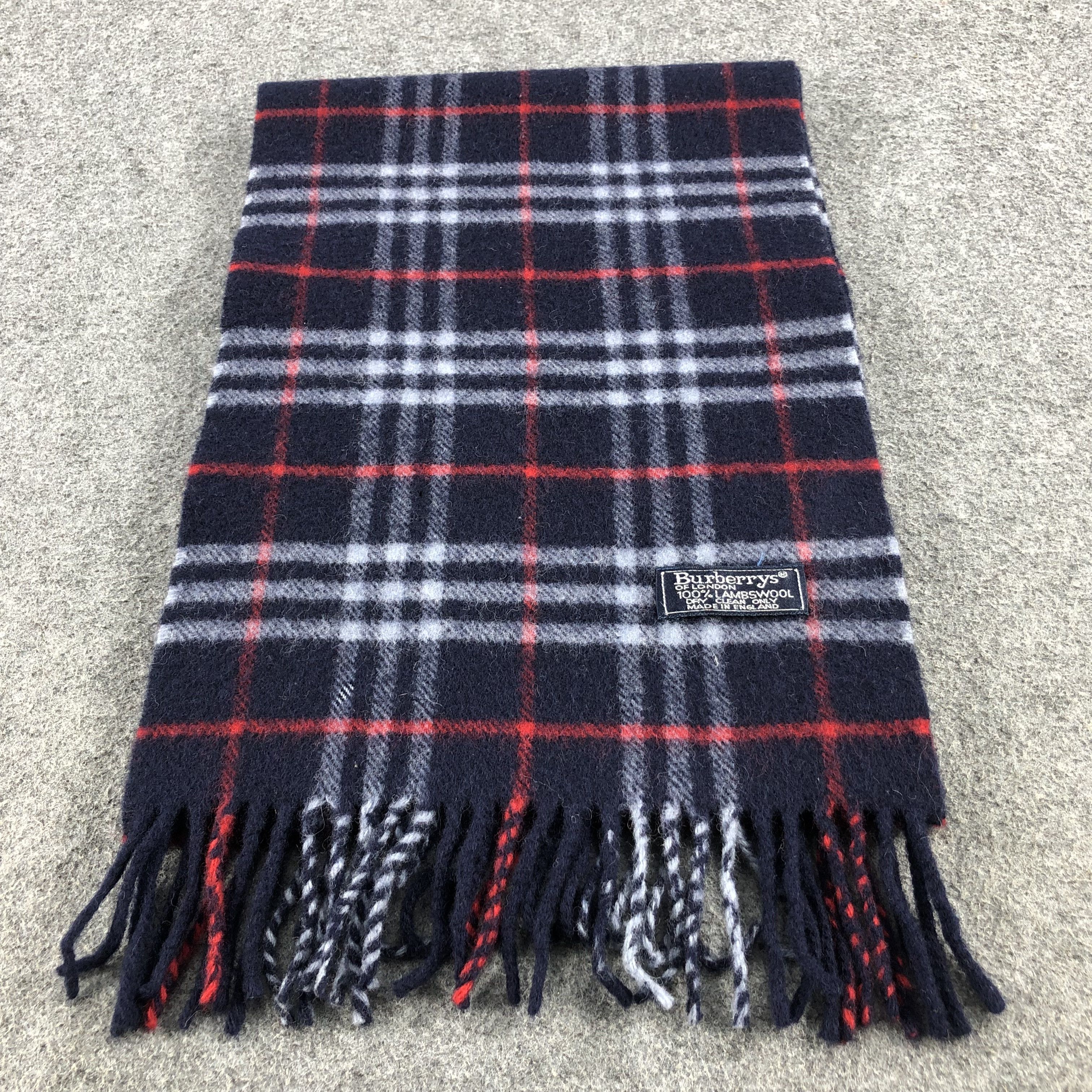 Burberry Burberrys Nova Check Blue Wool Scarf Muffler V502 Size ONE SIZE - 2 Thumbnail