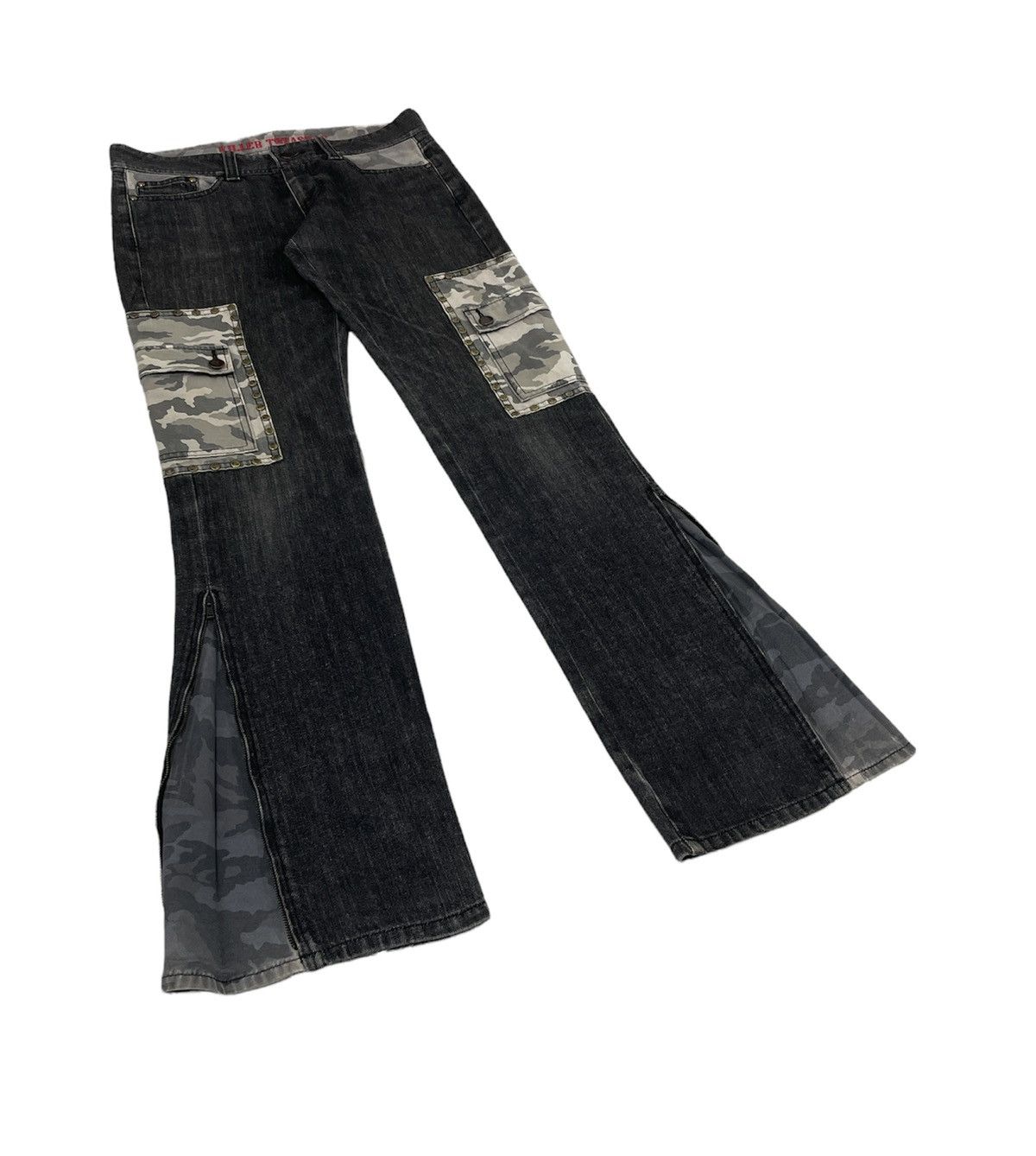 In The Attic × Japanese Brand × PPFM Killer Treasure Japan Cargo Jeans Flare Size US 31 - 2 Thumbnail