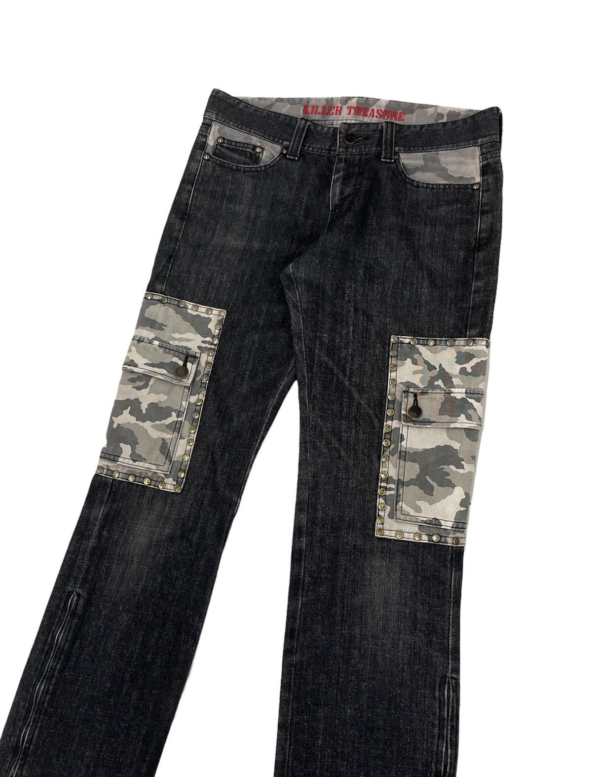 In The Attic × Japanese Brand × PPFM Killer Treasure Japan Cargo Jeans Flare Size US 31 - 4 Thumbnail