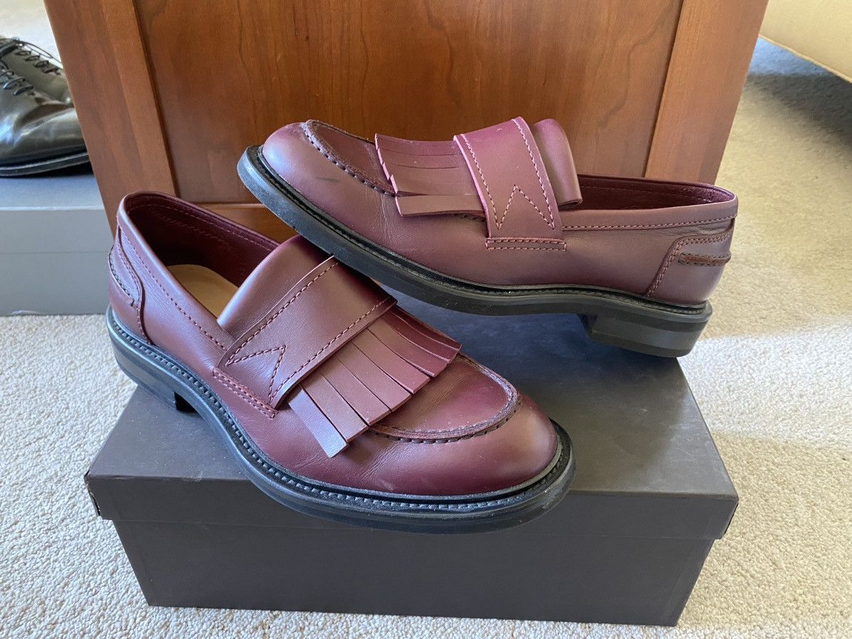image of Bottega Veneta Chester Calf Loafers Oversized Leather Black Slip On Dress in Burgandy (Size 12)