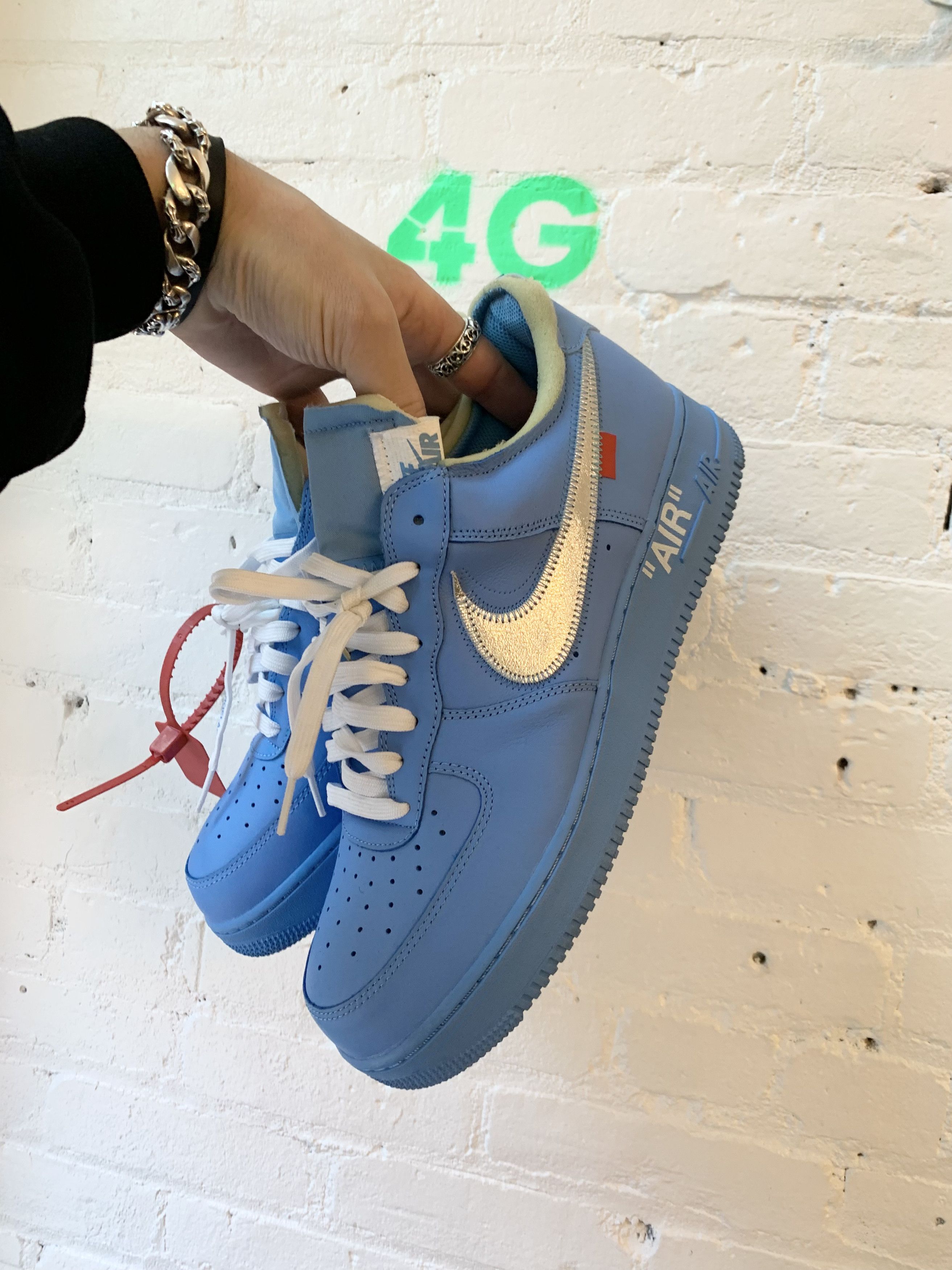 Image of Nike Off White Collar OG Virgil Abloh Air Force One Size 12 Shoes in Baby Blue, Men's