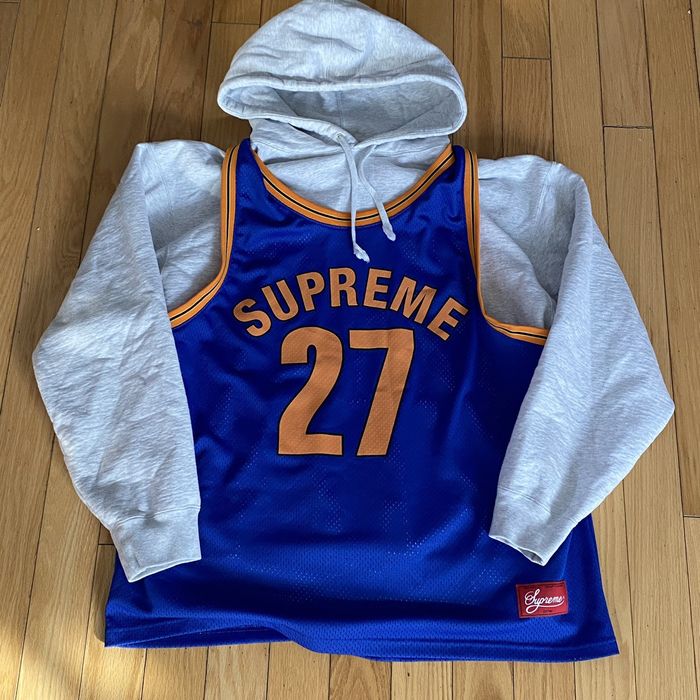 Supreme Used Supreme Basketball Jersey Hooded Sweatshirt XL | Grailed