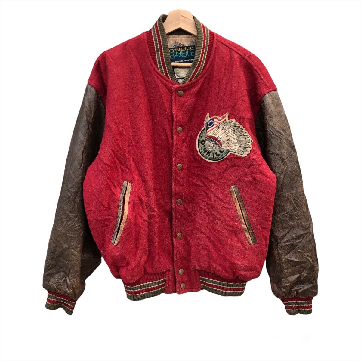 Billabong Vintage 90s oneill leather varsity jacket Size US M / EU 48-50 / 2 - 2 Thumbnail