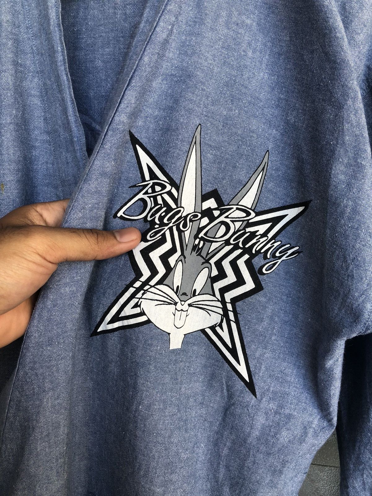 Warner Bros Vintage 90s Bugs Bunny Big Logo by Looney Tunes Kimono Denim Size US M / EU 48-50 / 2 - 8 Thumbnail