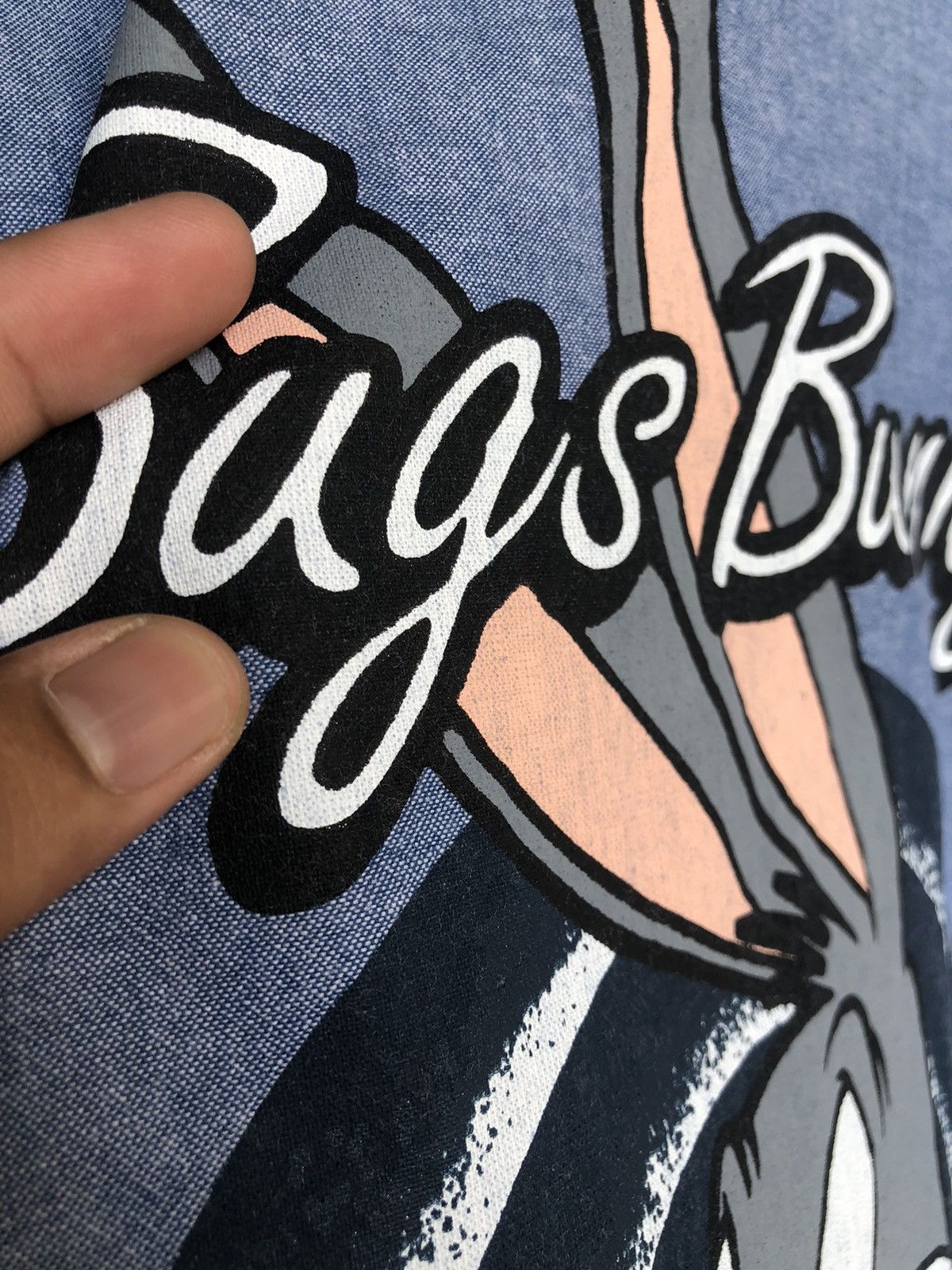 Warner Bros Vintage 90s Bugs Bunny Big Logo by Looney Tunes Kimono Denim Size US M / EU 48-50 / 2 - 19 Thumbnail