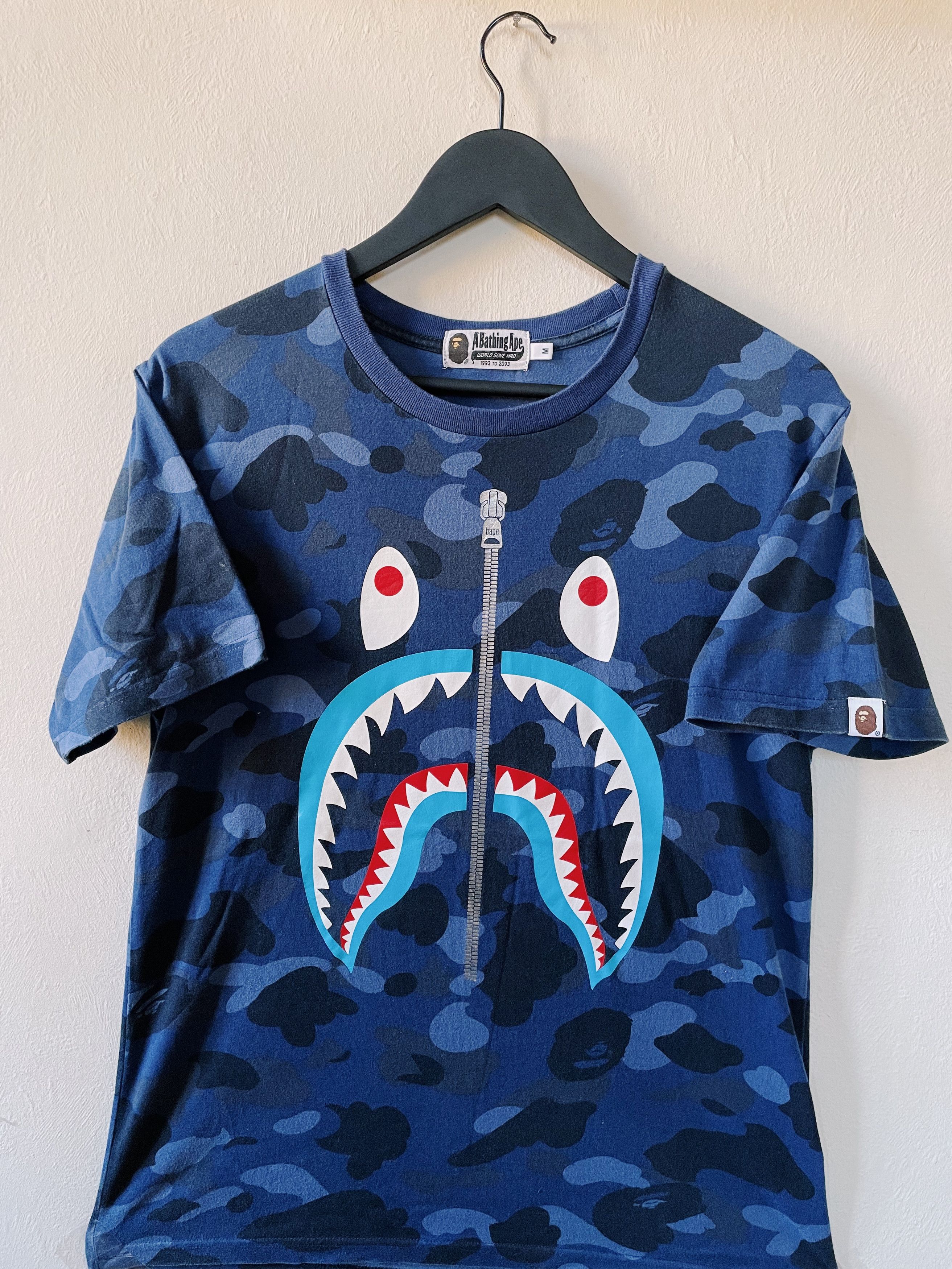 Bape A Bathing Ape Color Camo Shark Color Camo T-shirt Blue