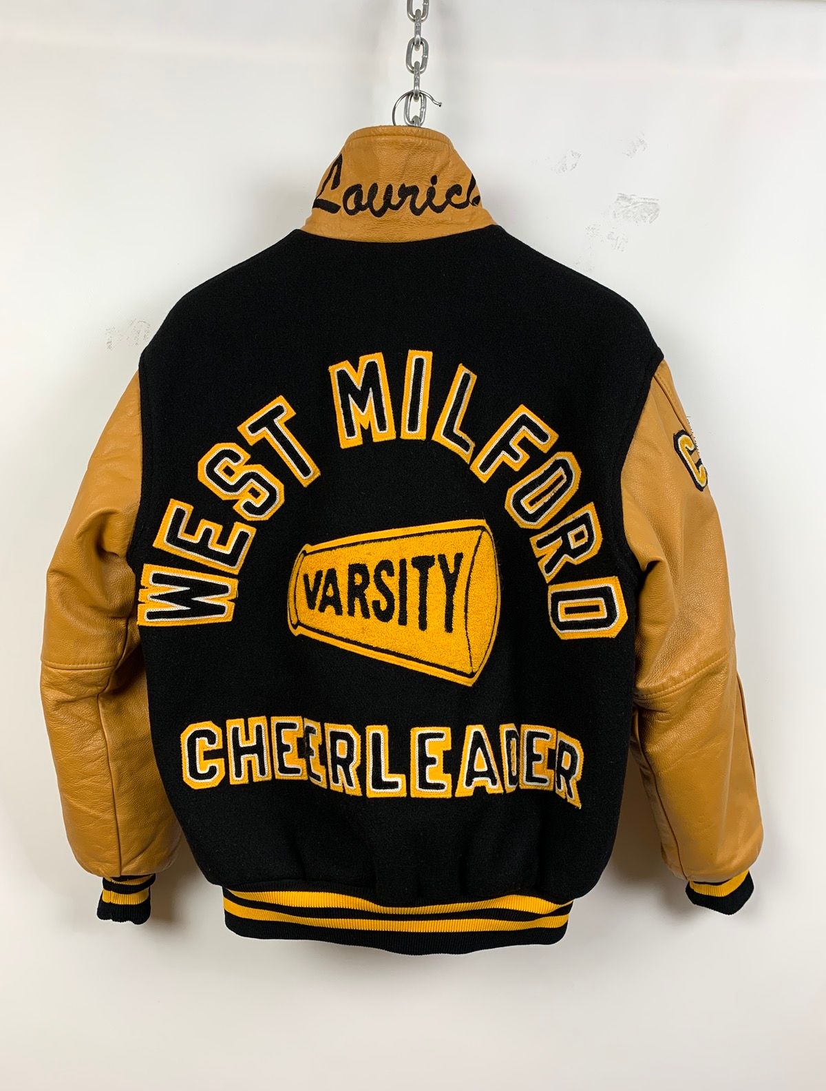 Vintage Vintage West Milford Varsity Leather/Wool Jacket Made In USA ...