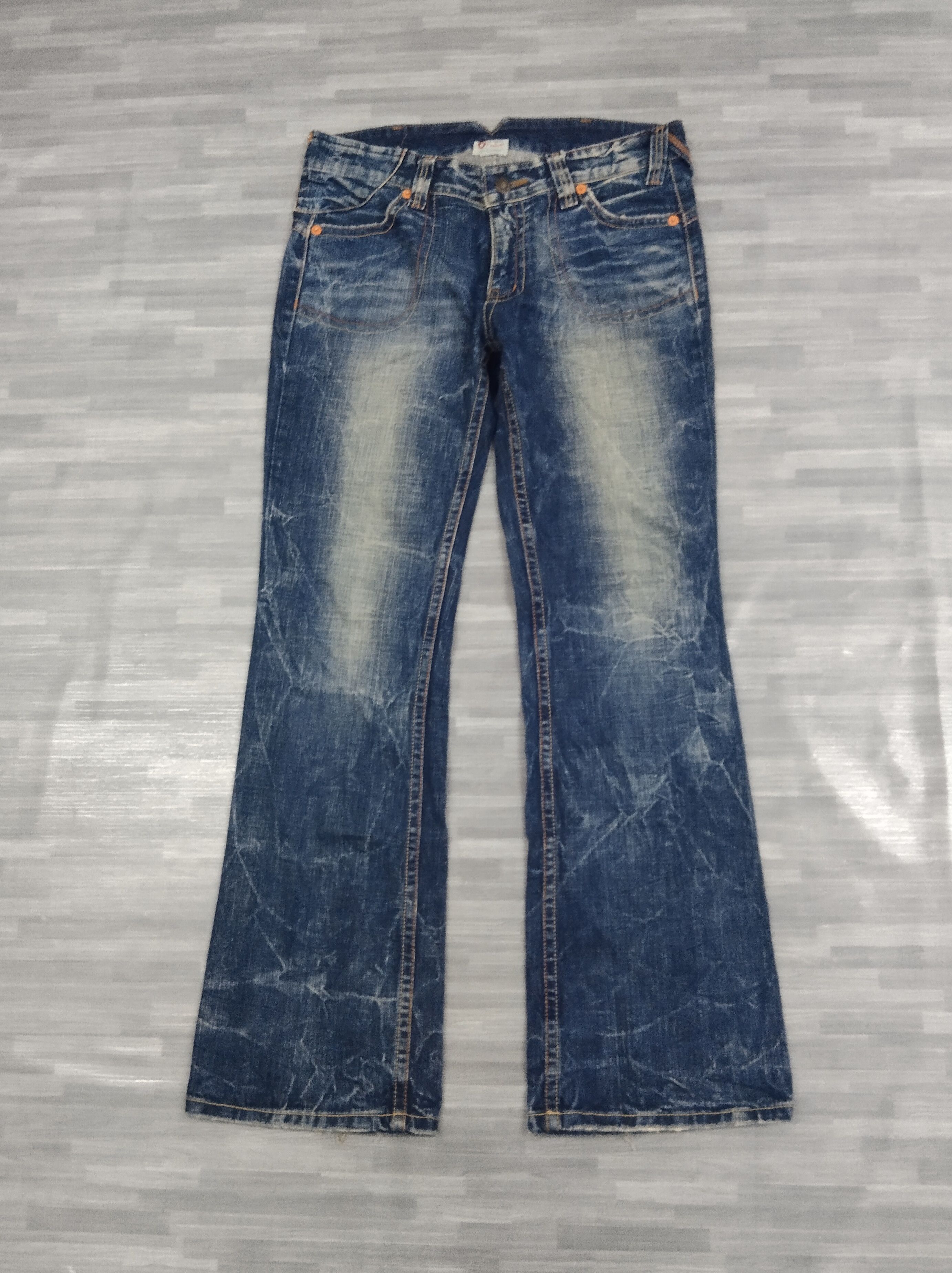 Japanese Brand FLARE🔥SUPER SICK EAT EYES OZZ-FIRST DENIM PANTS Size US 33 - 2 Thumbnail