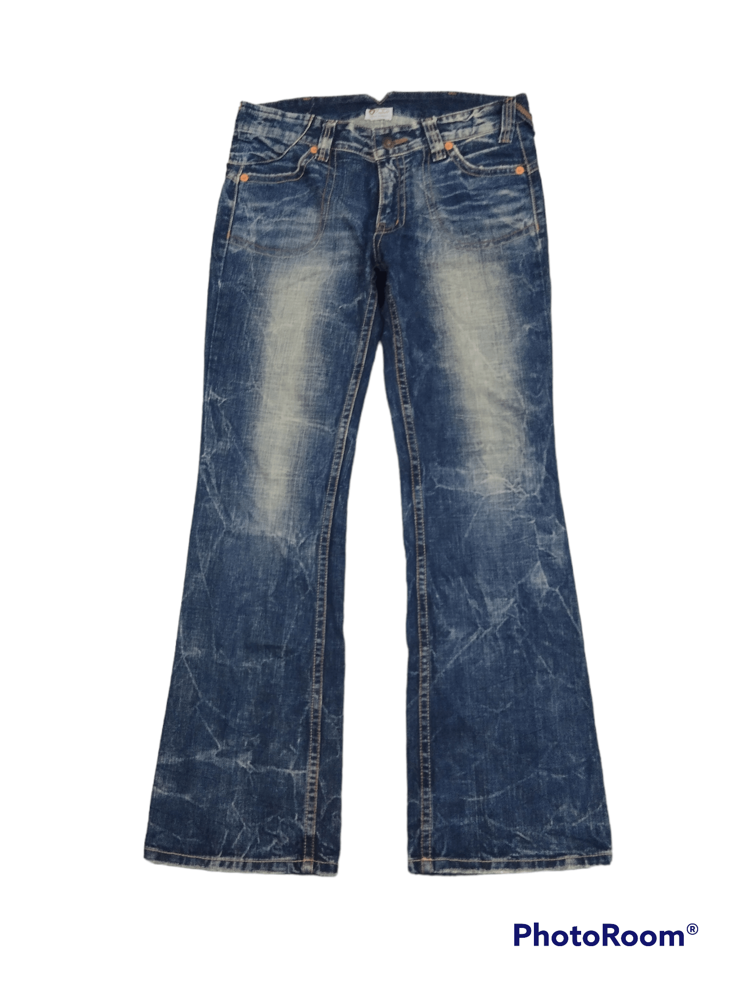 Japanese Brand FLARE🔥SUPER SICK EAT EYES OZZ-FIRST DENIM PANTS Size US 33 - 1 Thumbnail