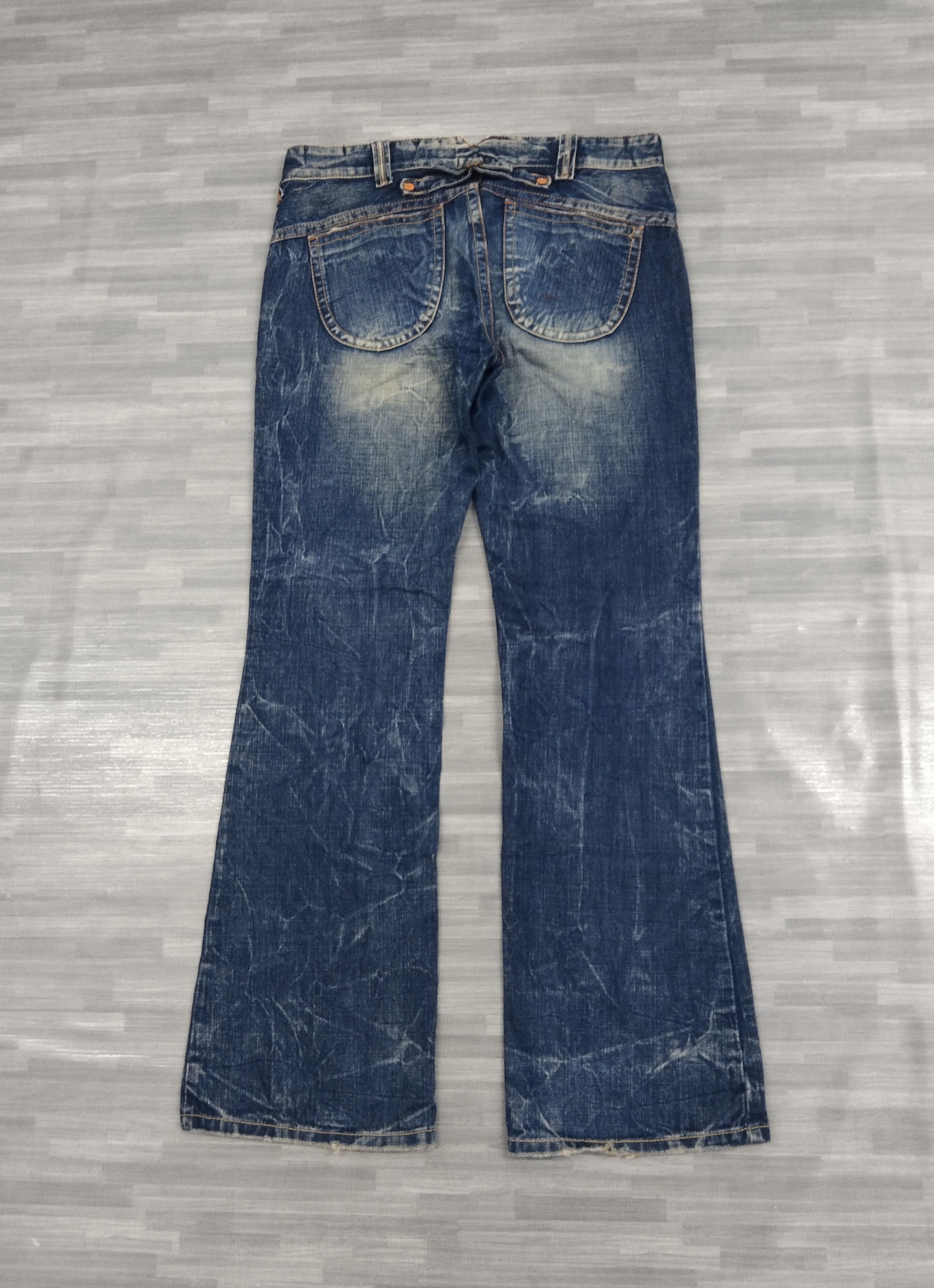 Japanese Brand FLARE🔥SUPER SICK EAT EYES OZZ-FIRST DENIM PANTS Size US 33 - 3 Thumbnail