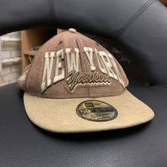New York Yankees 2022 5950 Cord Visor New Era Fitted Hat (Corduroy Green Under BRIM) 7 3/8