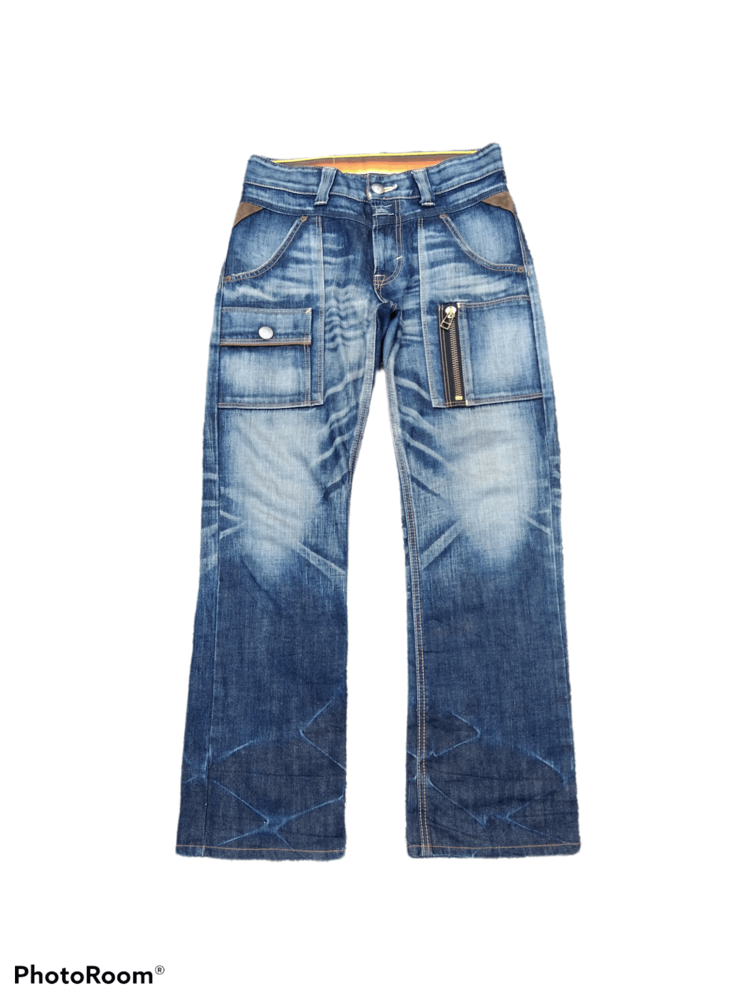 image of Avant Garde Bushpants Tactical Multipocket Edwin Made In Japan in Washed Blue, Men's (Size 30)