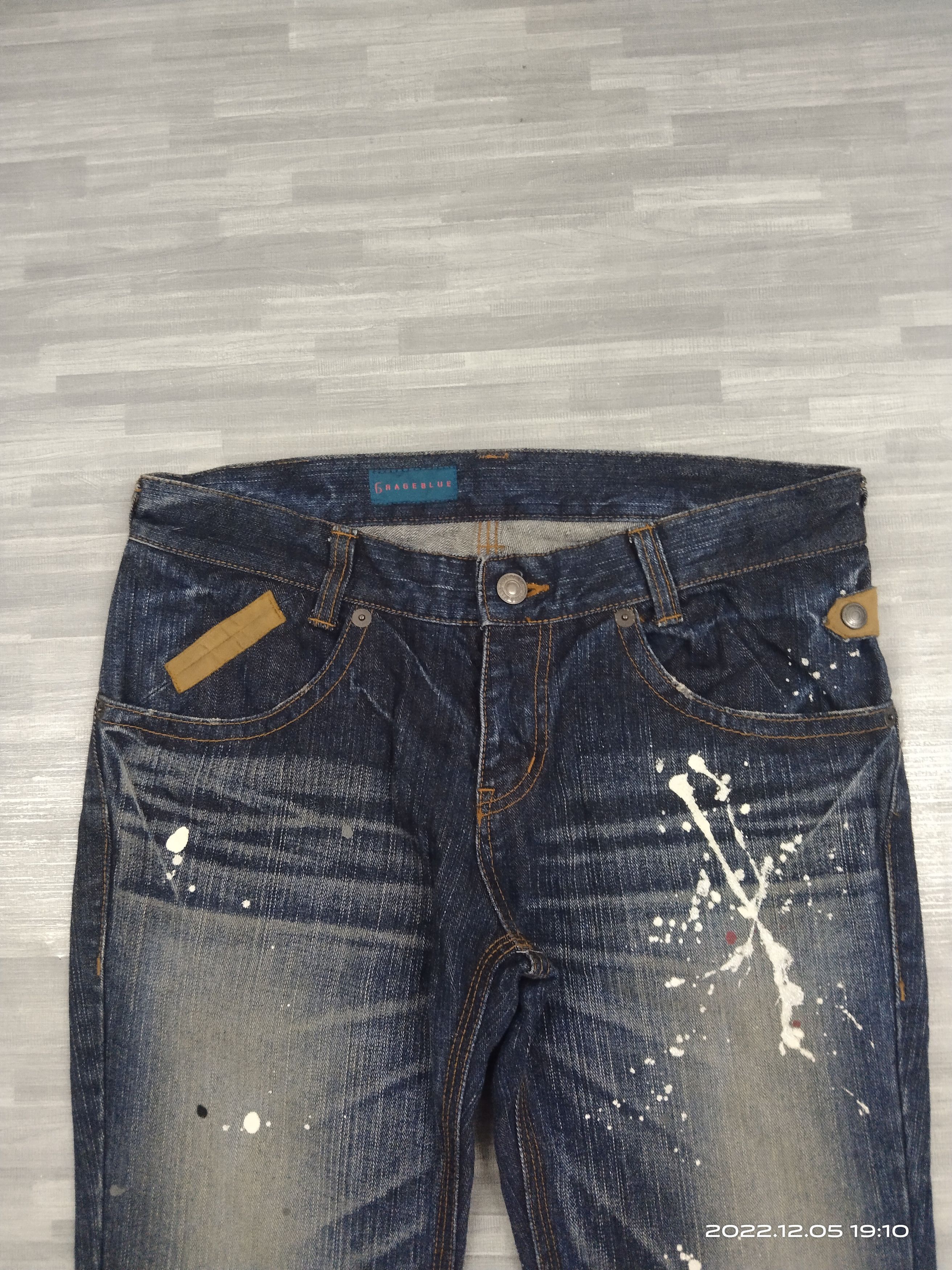 Japanese Brand SUPER SICK SPLATTED GARAGE BLUE MADE IN JAPAN Size US 31 - 4 Thumbnail