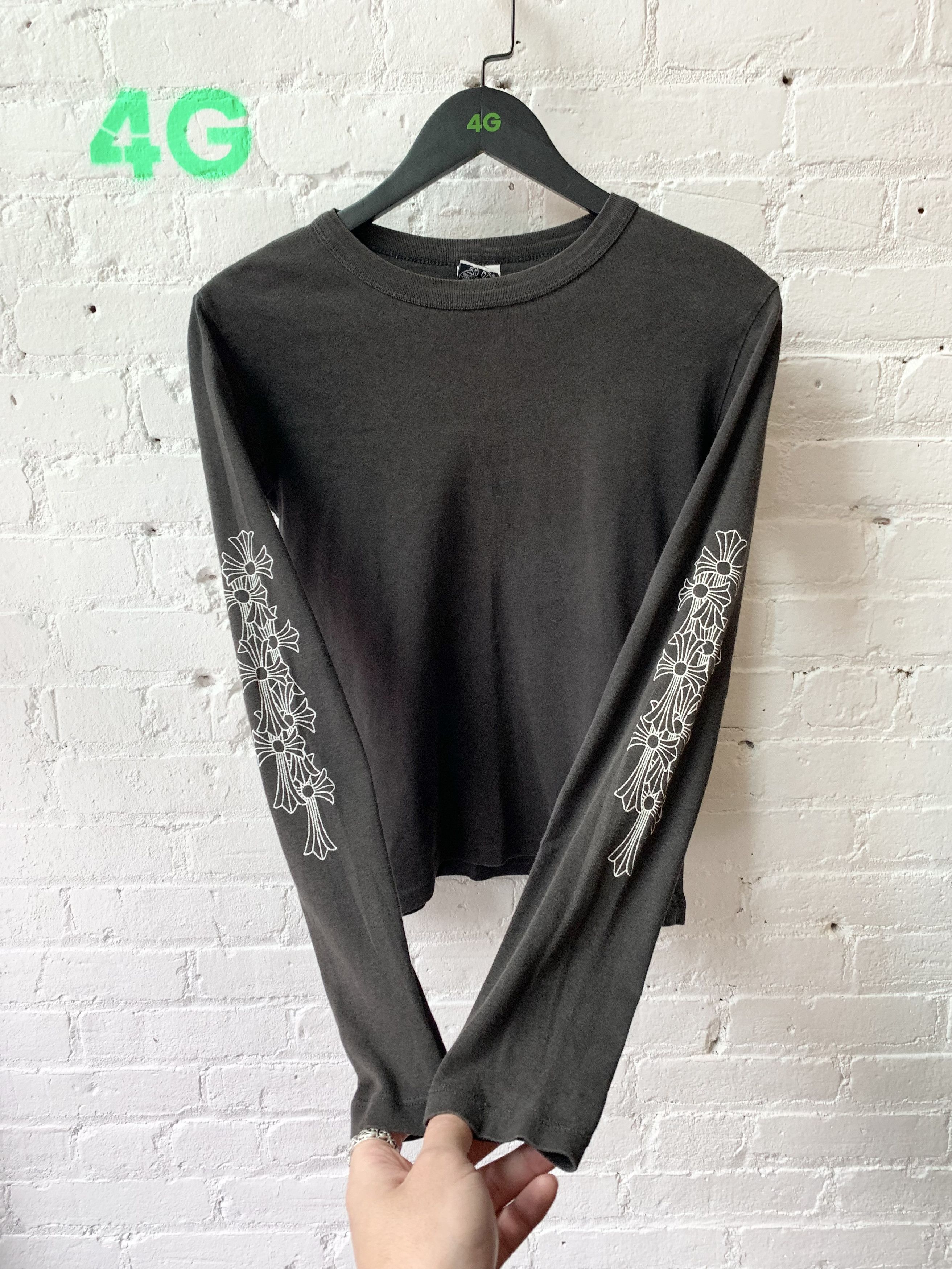 Chrome Hearts × Vintage Vintage Chrome Hearts Flooded Cross Sleeves LS Tee Sz XXS Size US XXS / EU 40 - 1 Thumbnail