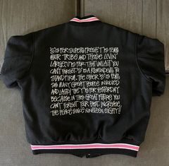 Stussy S Talk Melton Varsity Jacket Black | Grailed