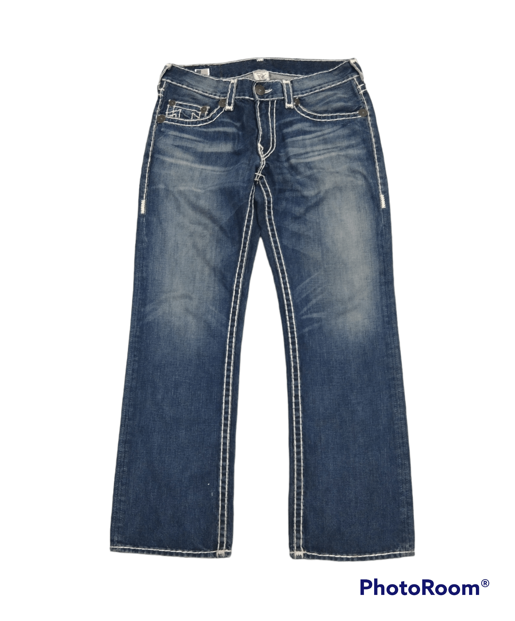True Religion WASHED BLUE VINTAGE 2000s T.RELIGION DENIM PANTS Size US 34 / EU 50 - 1 Thumbnail