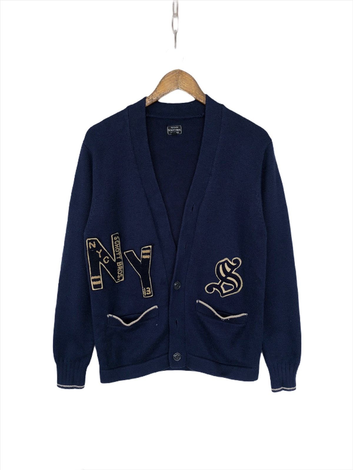 Schott Schott NY 🇺🇸 Letterman Thick Wool Patches Cardigan Size US M / EU 48-50 / 2 - 2 Thumbnail