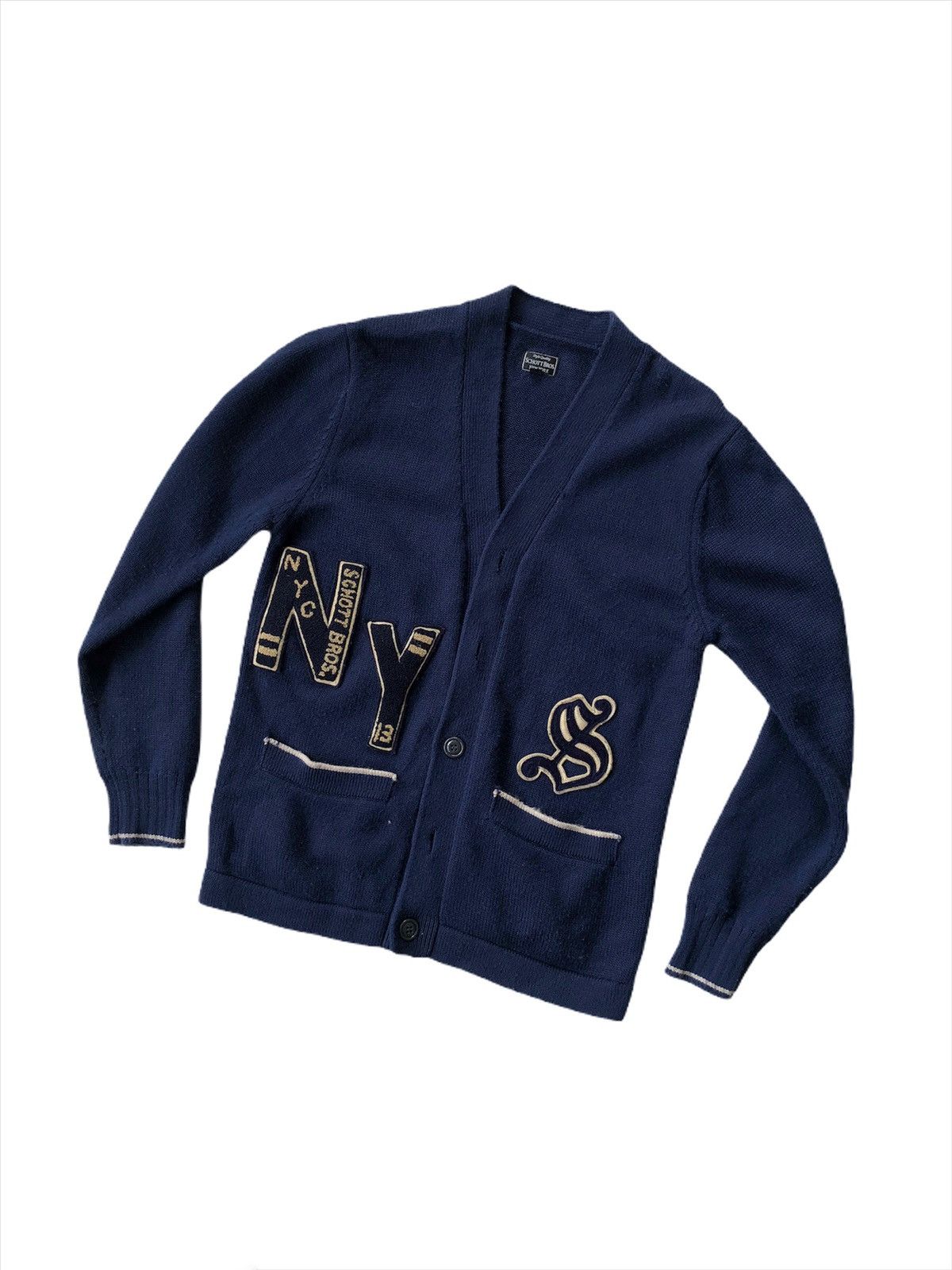Schott NY 🇺🇸 Letterman Thick Wool Patches Cardigan