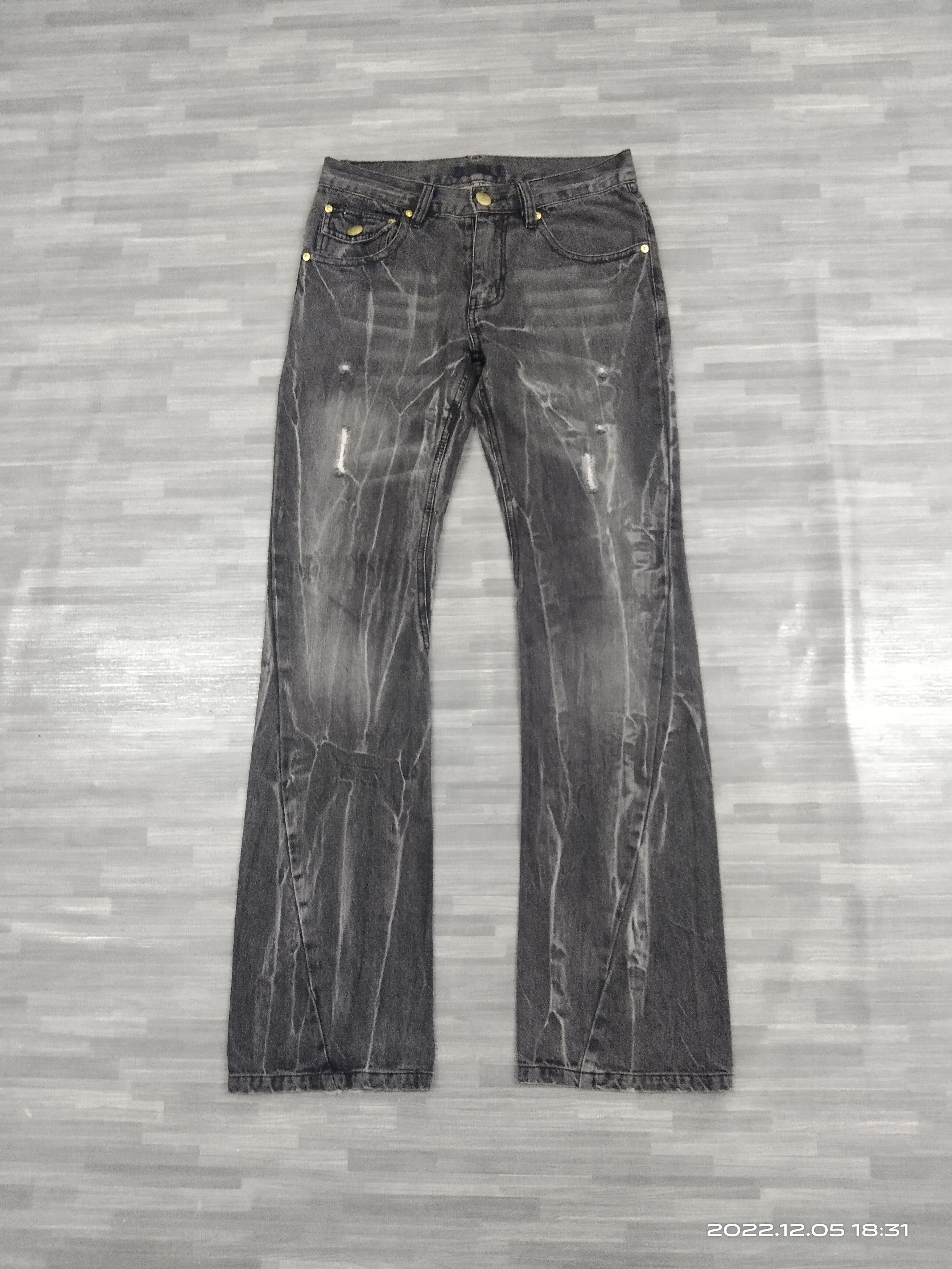 Japanese Brand FLARE TWIST🔥SUPER SICK BLACK BACCARA DENIM PANTS Size US 28 / EU 44 - 2 Thumbnail