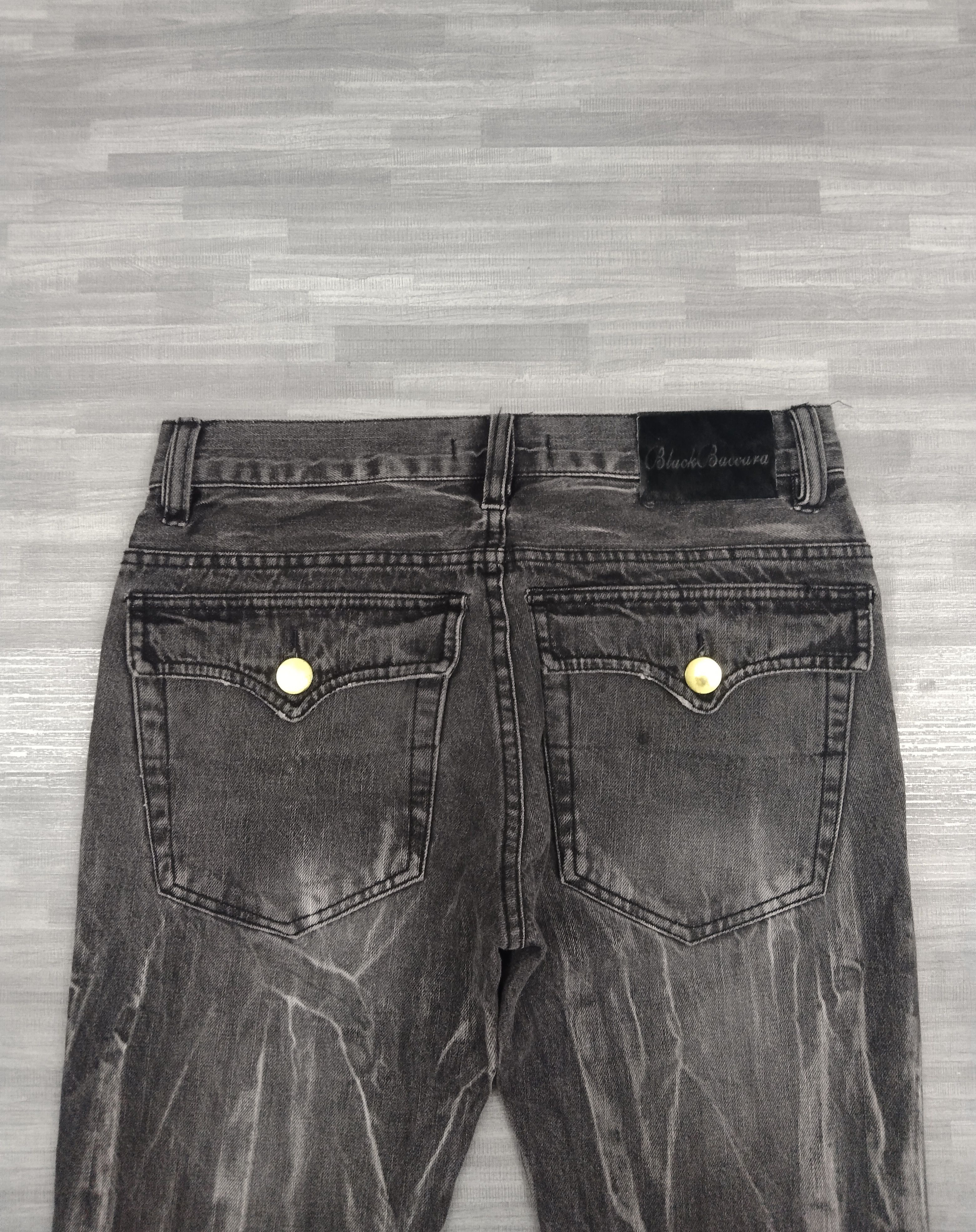 Japanese Brand FLARE TWIST🔥SUPER SICK BLACK BACCARA DENIM PANTS Size US 28 / EU 44 - 5 Thumbnail