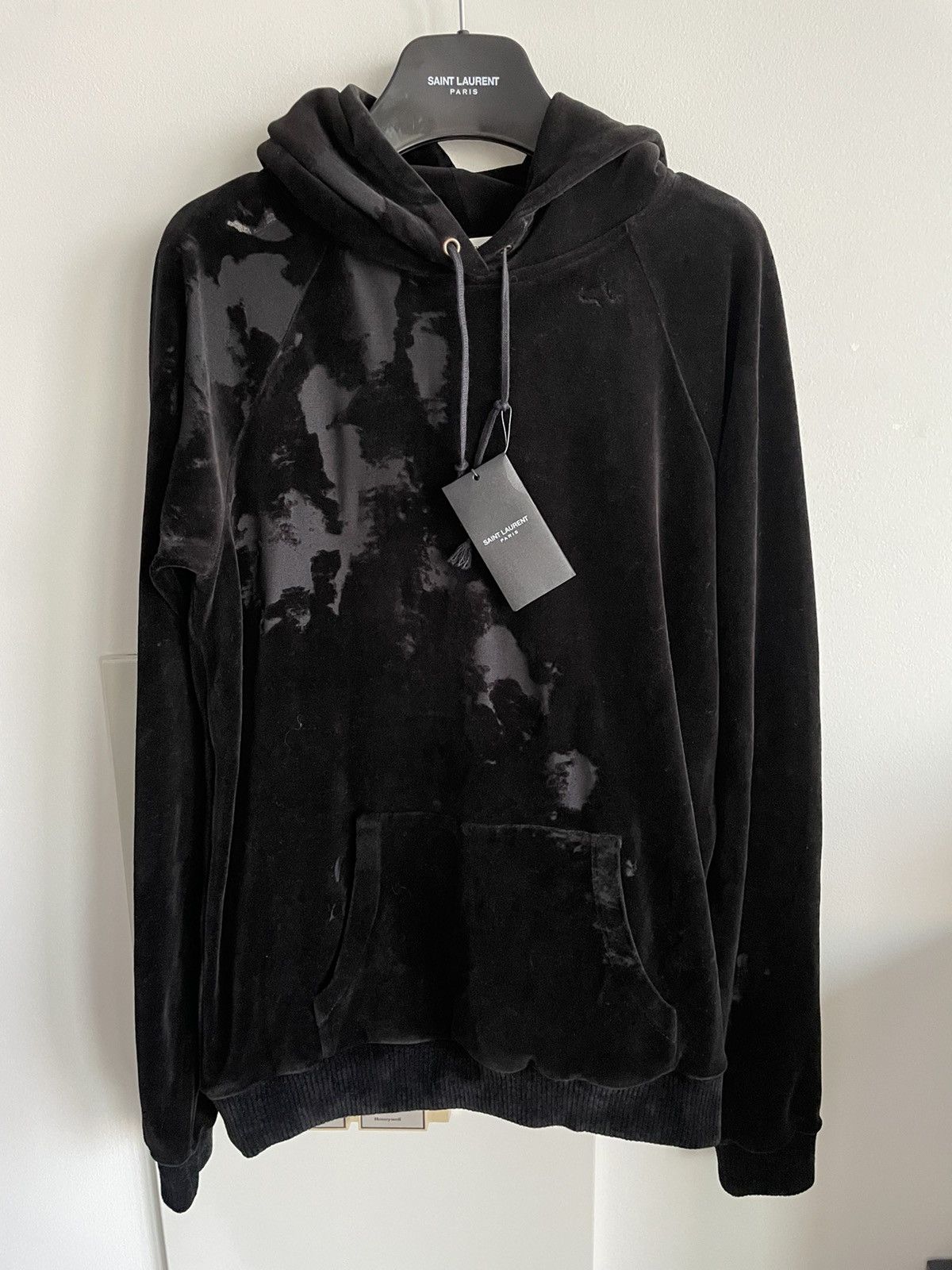 Hedi Slimane × Saint Laurent Paris × Yves Saint Laurent Rare Limited Edition Runway Velvet Hoodie Ripped Distressed Size XL / US 12-14 / IT 48-50 - 1 Thumbnail