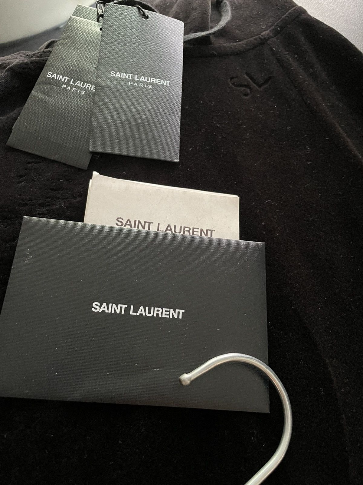 Hedi Slimane × Saint Laurent Paris × Yves Saint Laurent Rare Limited Edition Runway Velvet Hoodie Ripped Distressed Size XL / US 12-14 / IT 48-50 - 15 Thumbnail