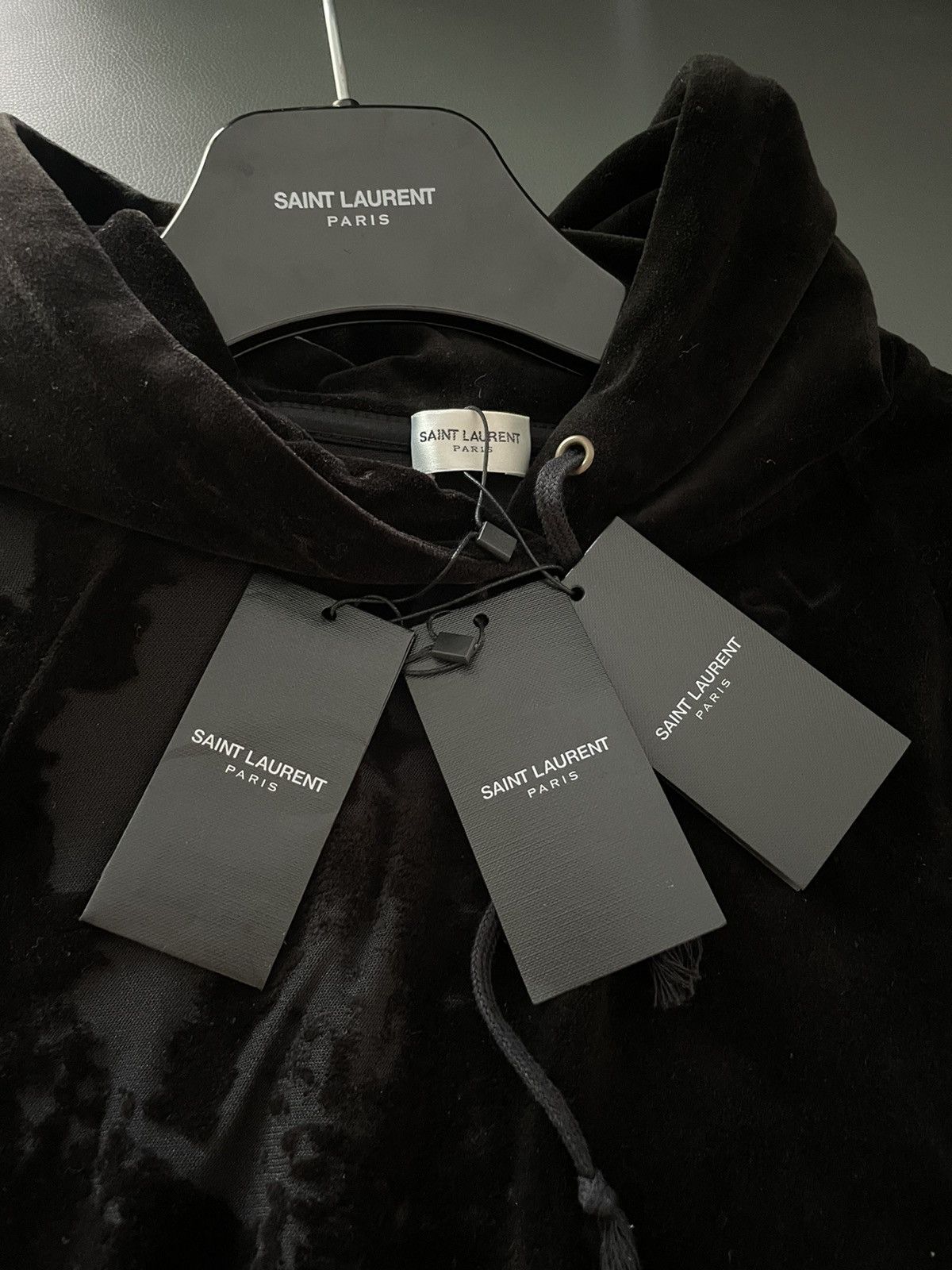 Hedi Slimane × Saint Laurent Paris × Yves Saint Laurent Rare Limited Edition Runway Velvet Hoodie Ripped Distressed Size XL / US 12-14 / IT 48-50 - 20 Thumbnail
