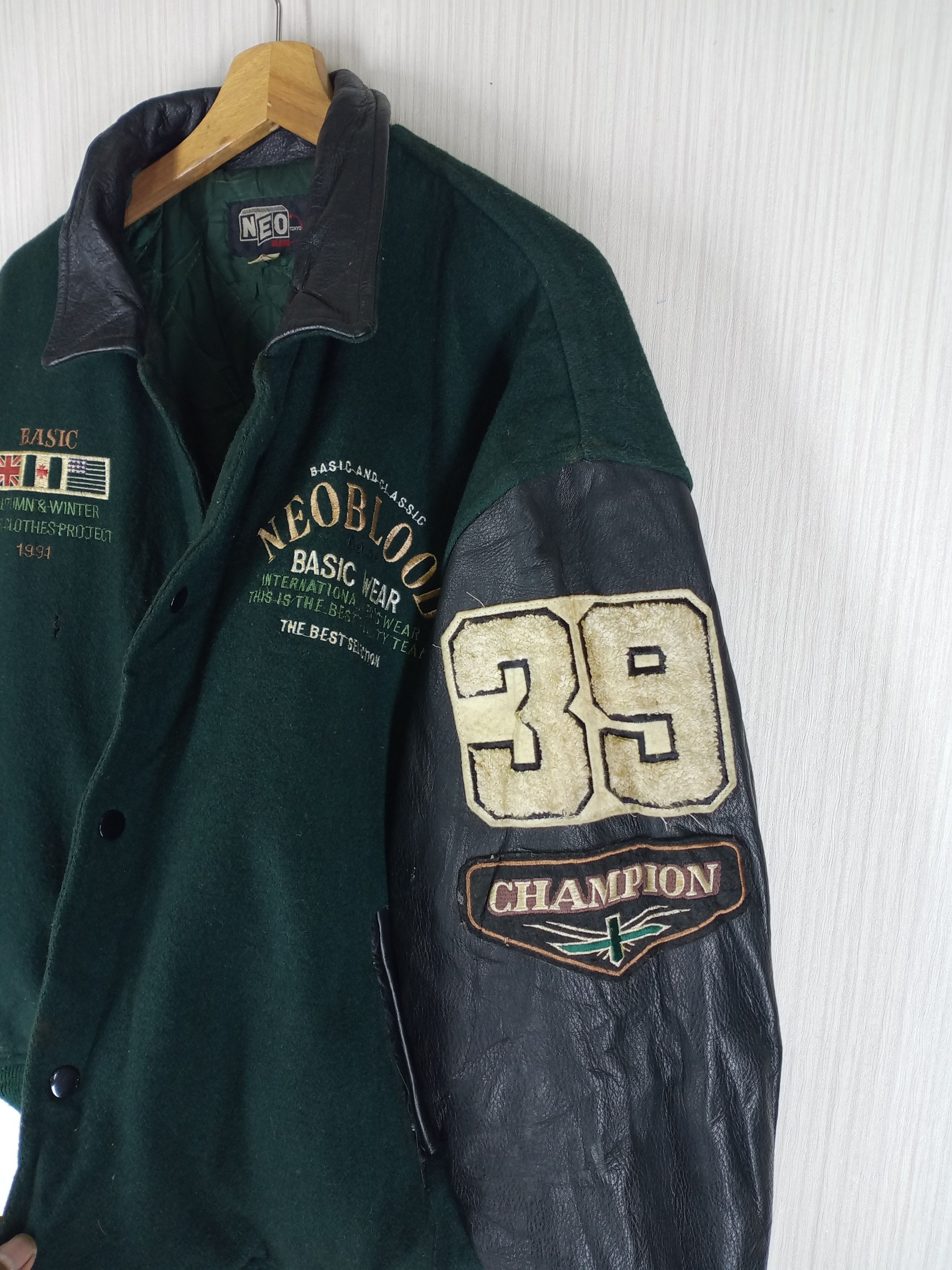 Japanese Brand Vintage Neo Blood Tokyo Letterman Varsity Leather Sleeve Size US L / EU 52-54 / 3 - 10 Thumbnail