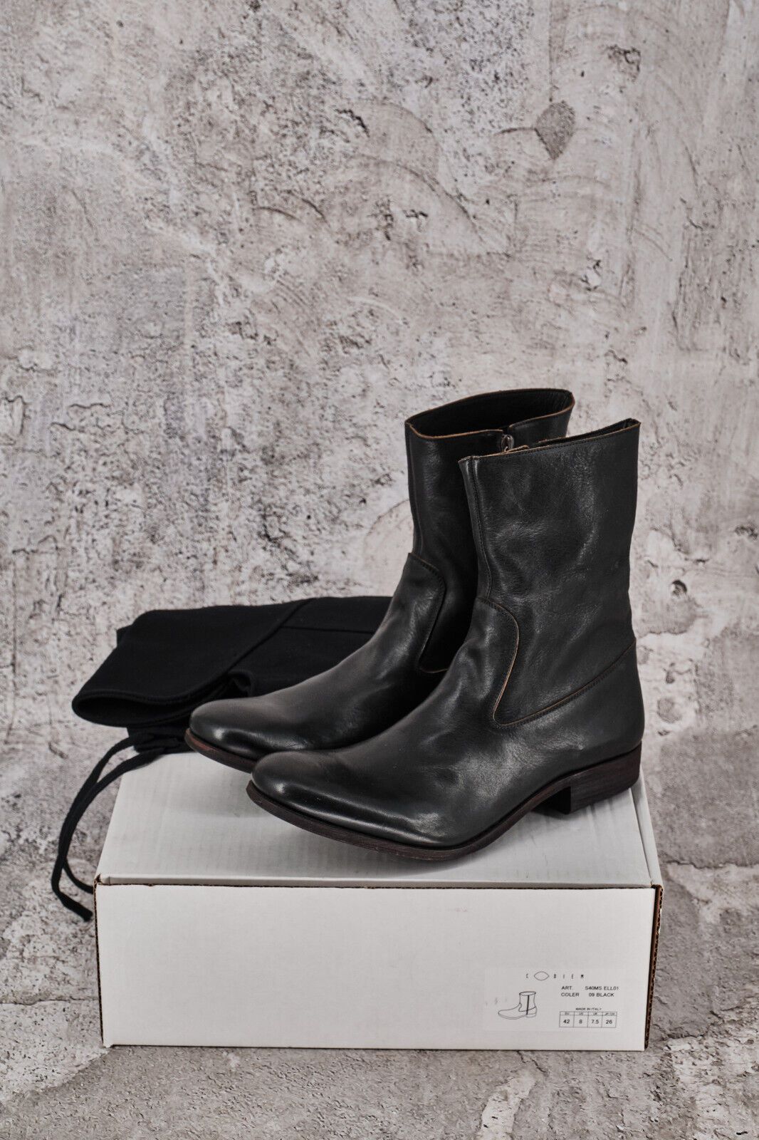 image of Carpe Diem C-Diem 40Ms Bovine Leather Side Zip Black Boots 42,1490€, Men's