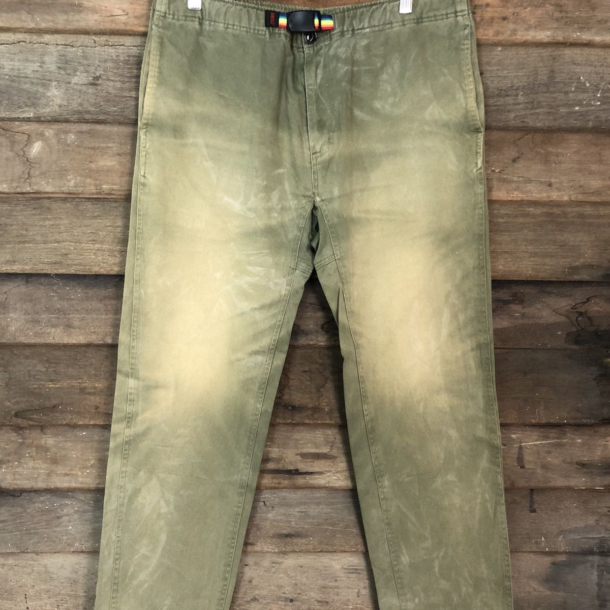 Chums Chums Green faded Straight Pants #c1154 Size US 31 - 4 Thumbnail