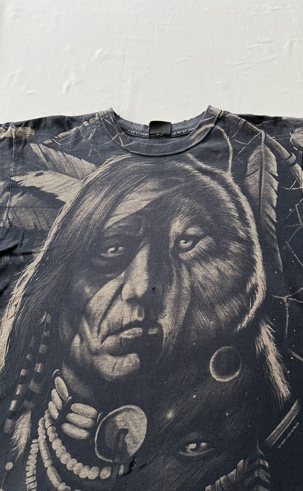 Band Tees Vintage 1996 Liquid Blue Indian Chief Wolf Over Print Tee Size US XL / EU 56 / 4 - 4 Thumbnail