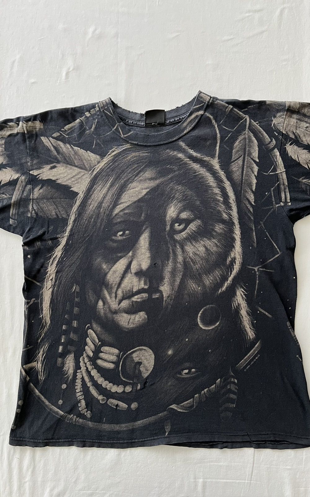 Band Tees Vintage 1996 Liquid Blue Indian Chief Wolf Over Print Tee Size US XL / EU 56 / 4 - 3 Thumbnail
