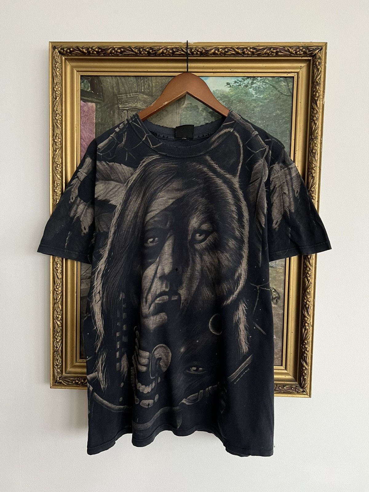 Band Tees Vintage 1996 Liquid Blue Indian Chief Wolf Over Print Tee Size US XL / EU 56 / 4 - 1 Thumbnail