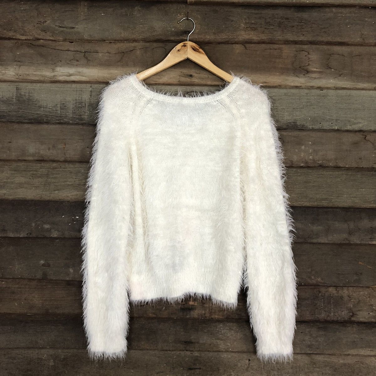 Homespun Knitwear Fun White Mohair Soft Fur Shag Shaggy Knitwear #c1159 Size M / US 6-8 / IT 42-44 - 12 Thumbnail