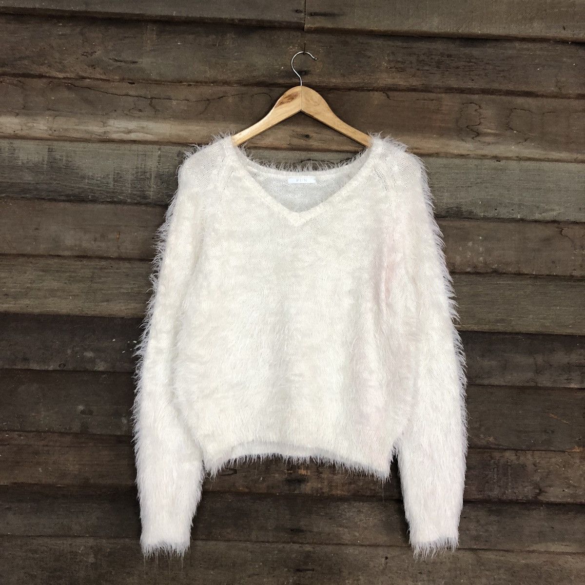 Homespun Knitwear Fun White Mohair Soft Fur Shag Shaggy Knitwear #c1159 Size M / US 6-8 / IT 42-44 - 3 Thumbnail