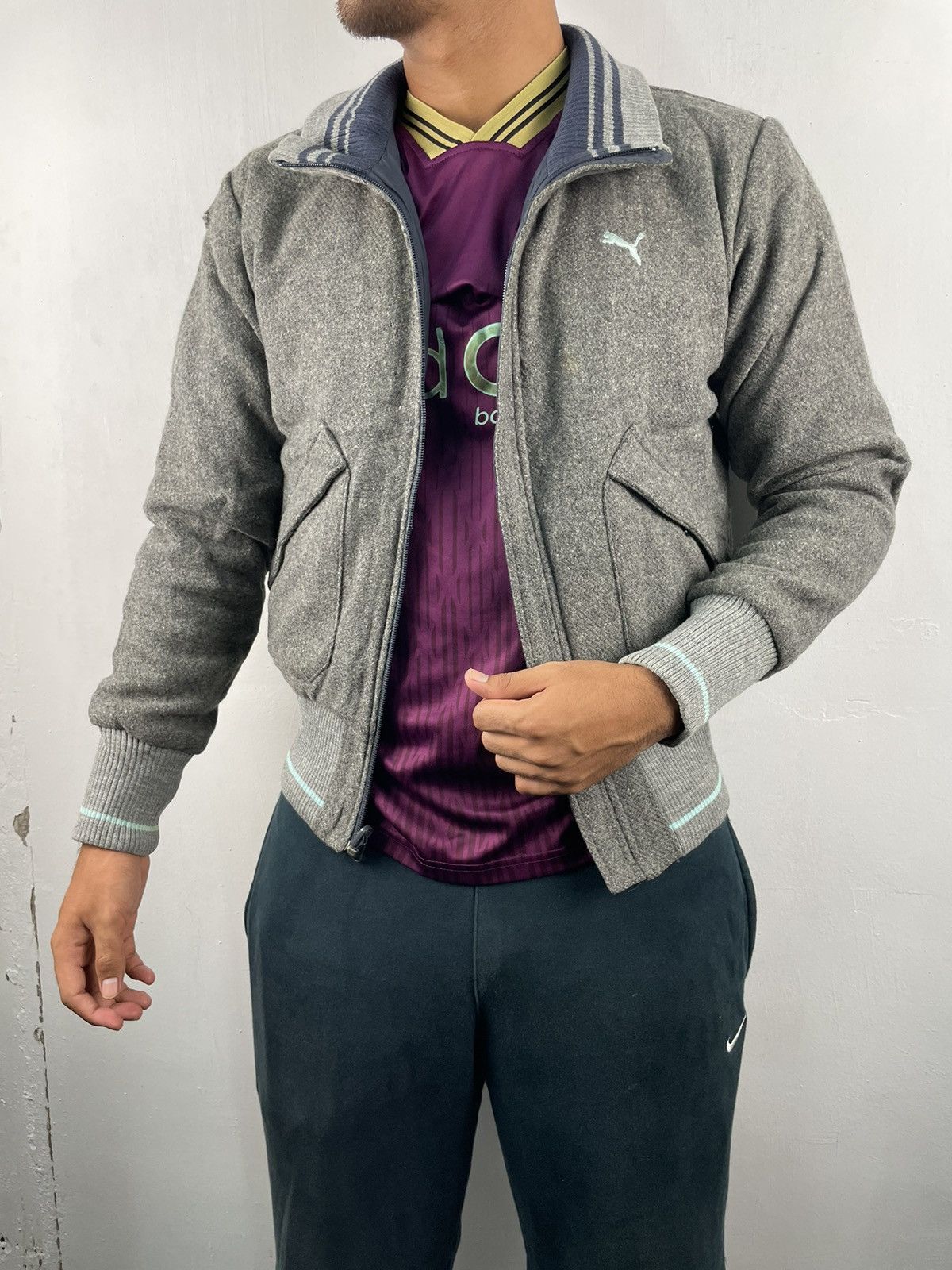Puma × Vintage 🔥 Vintage Reversible Puma Wool Varsity Jacket Women L Size Size L / US 10 / IT 46 - 1 Thumbnail