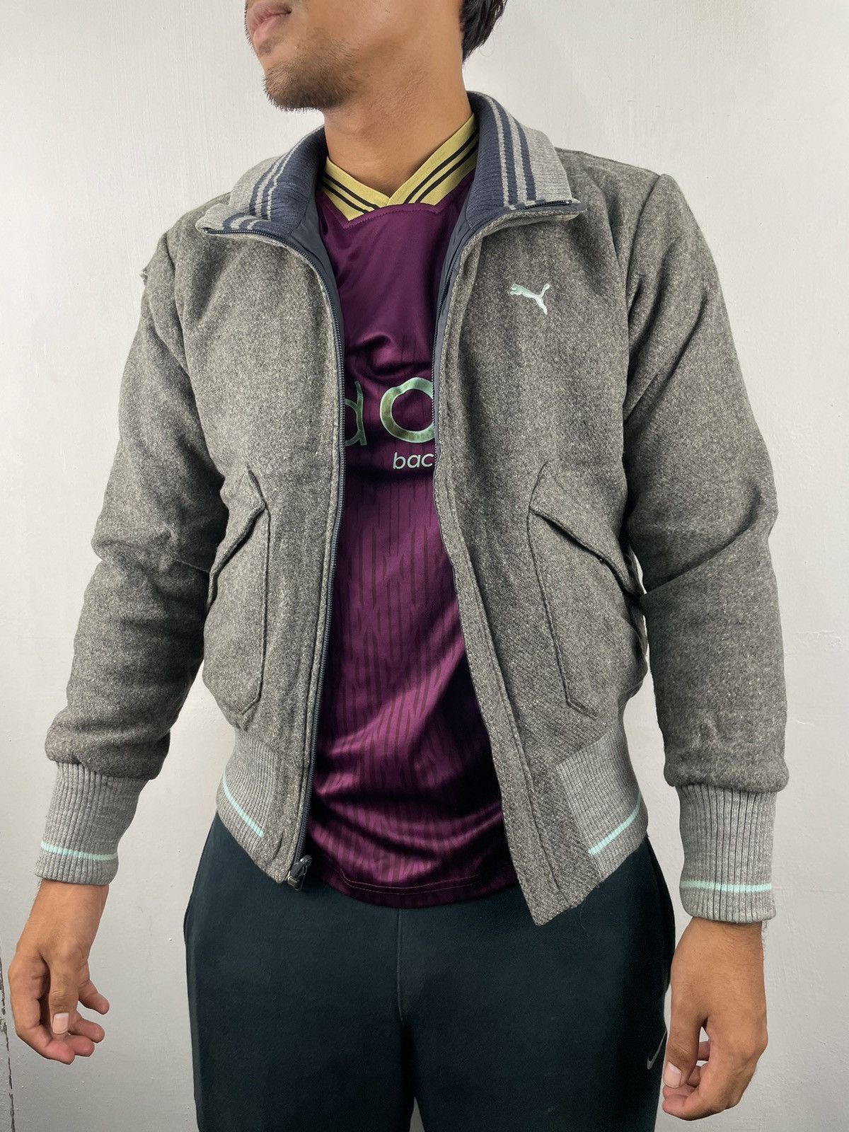 Puma × Vintage 🔥 Vintage Reversible Puma Wool Varsity Jacket Women L Size Size L / US 10 / IT 46 - 2 Thumbnail