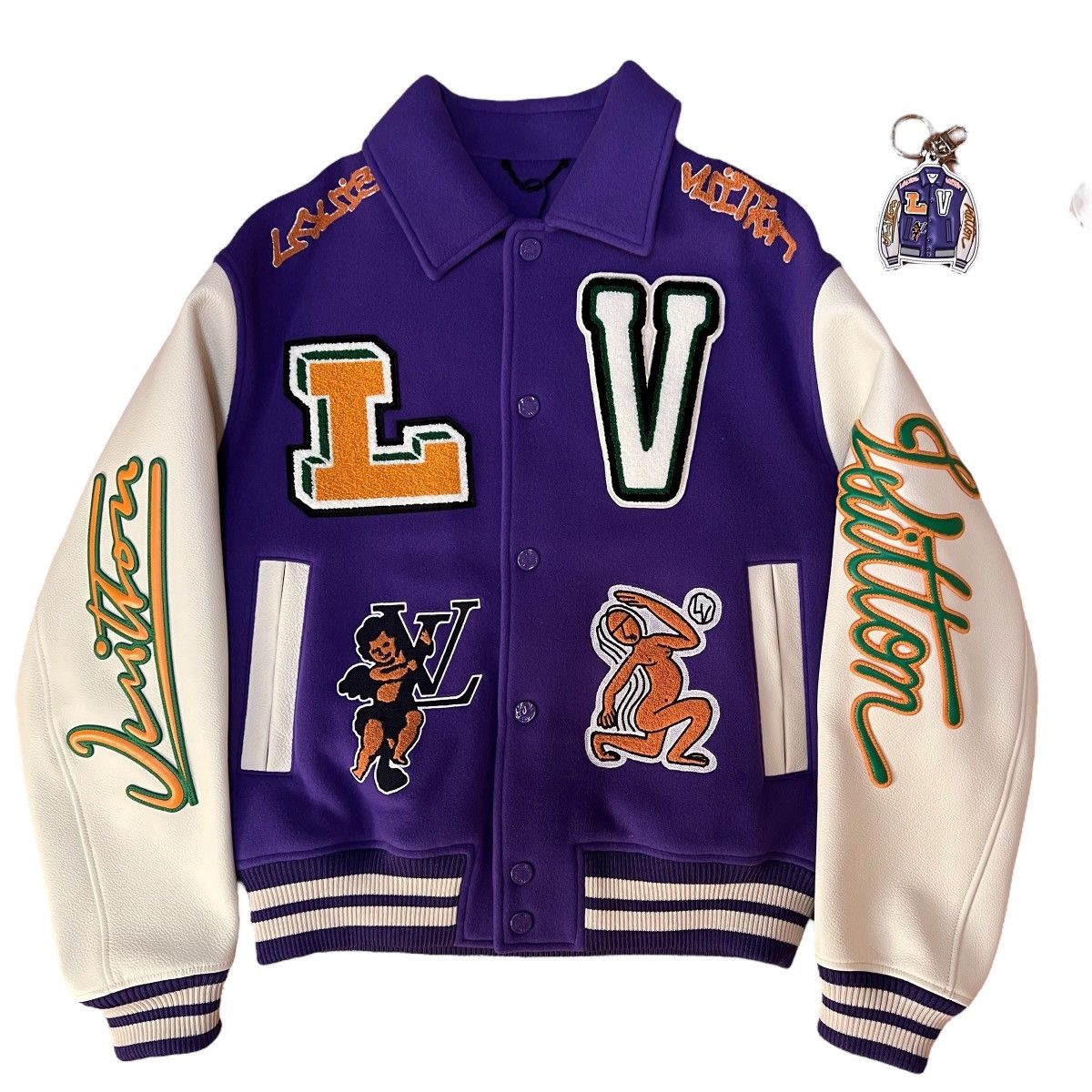 Louis Vuitton × Virgil Abloh LOUIS VUITTON 22AW VIRGIL ABLOH VARSITY JACKET WITH KEYCHAIN Size US M / EU 48-50 / 2 - 2 Thumbnail