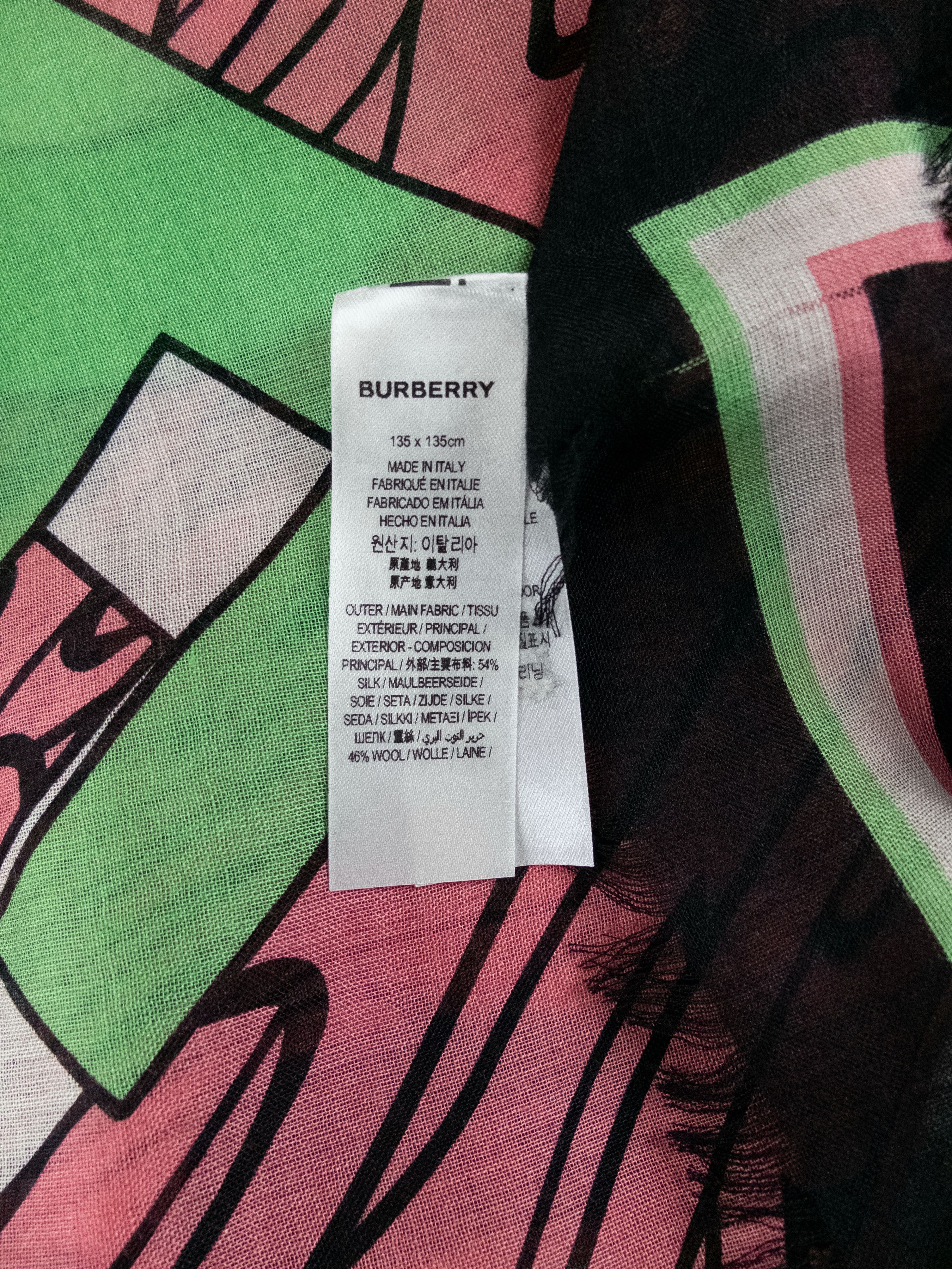 Burberry BURBERRY whirlwind logo print silk wool mix square scarf Size ONE SIZE - 5 Thumbnail