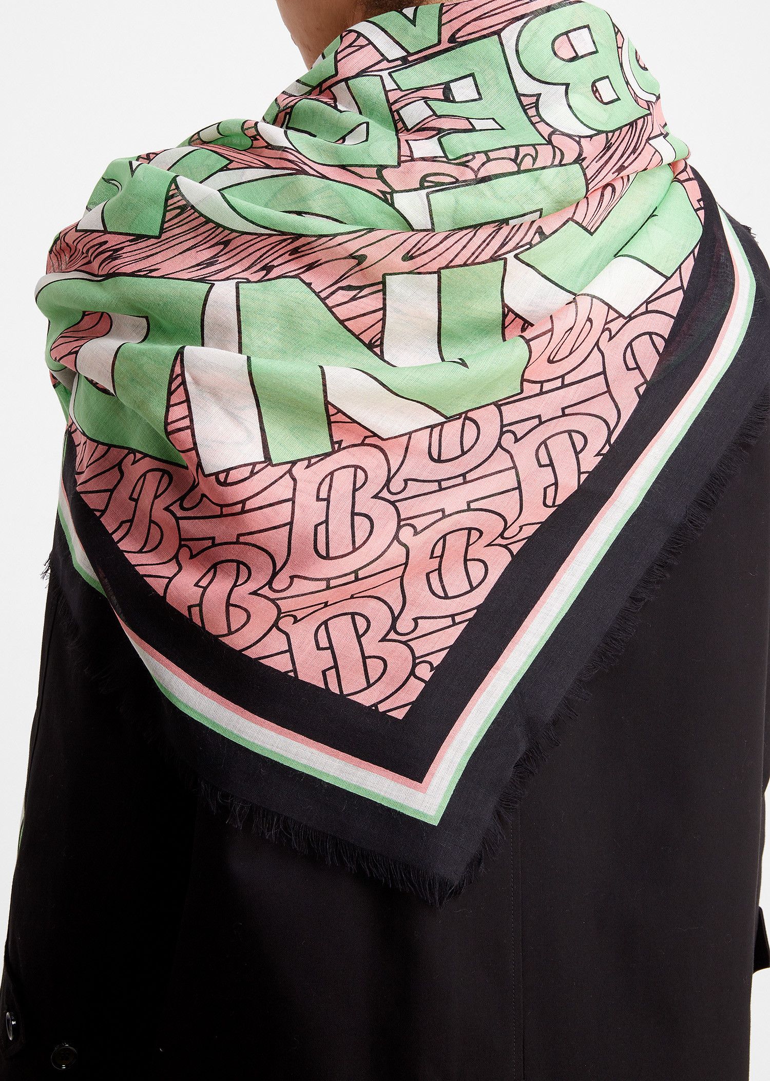Burberry BURBERRY whirlwind logo print silk wool mix square scarf Size ONE SIZE - 2 Thumbnail