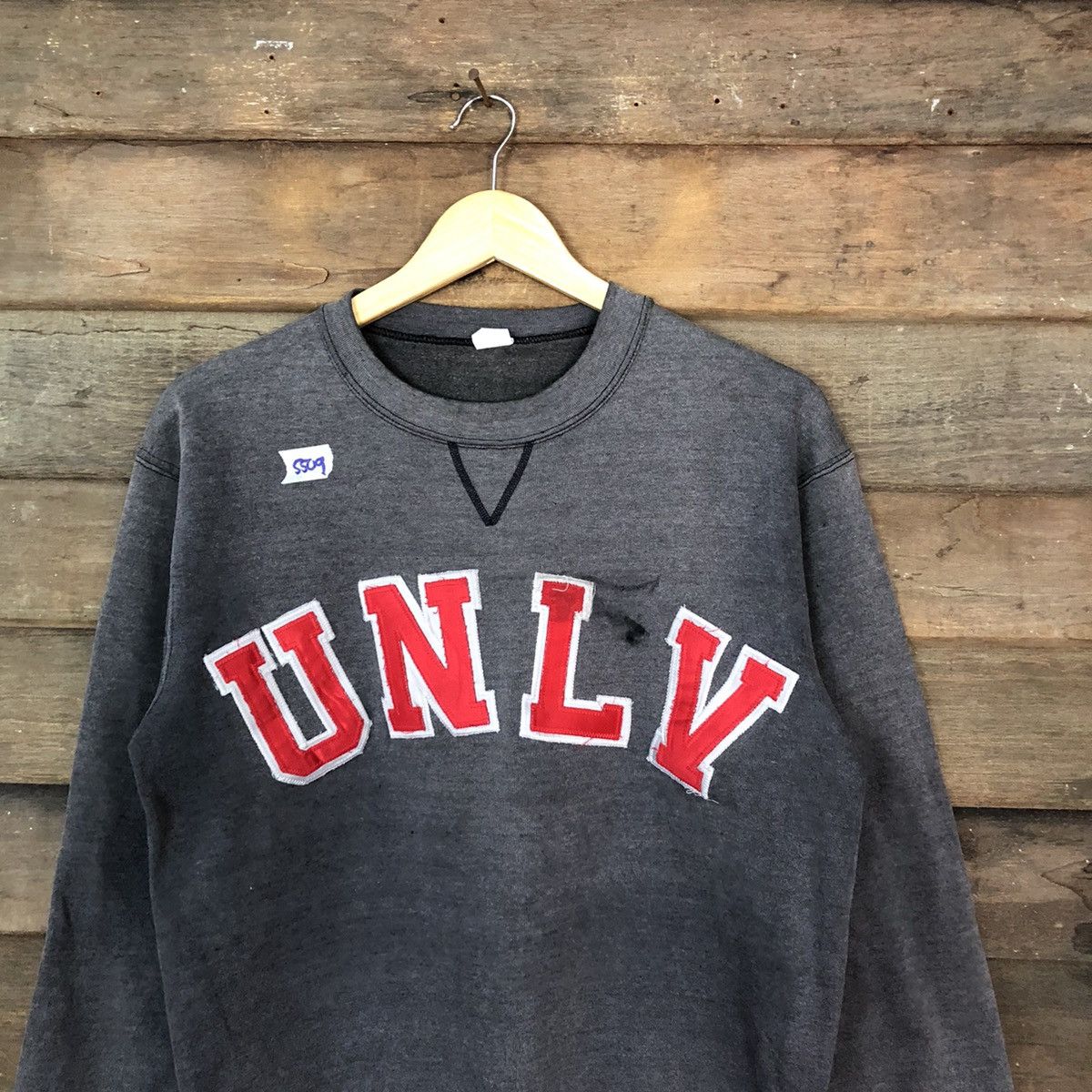 Vintage 90s UNLV Rebels Spell Out Sweatshirt faded vtg Grey #5509DL Size L / US 10 / IT 46 - 2 Thumbnail
