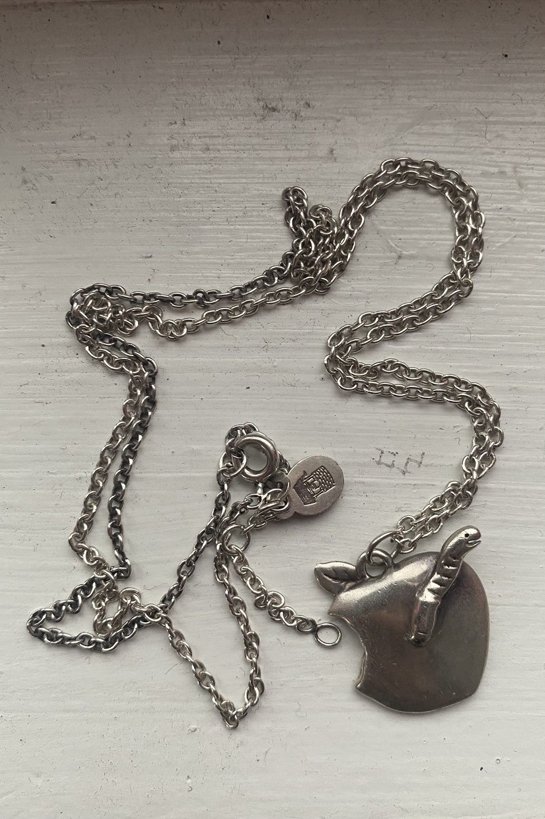 image of Online Ceramics Worm Hearted Silver Chain, Men's