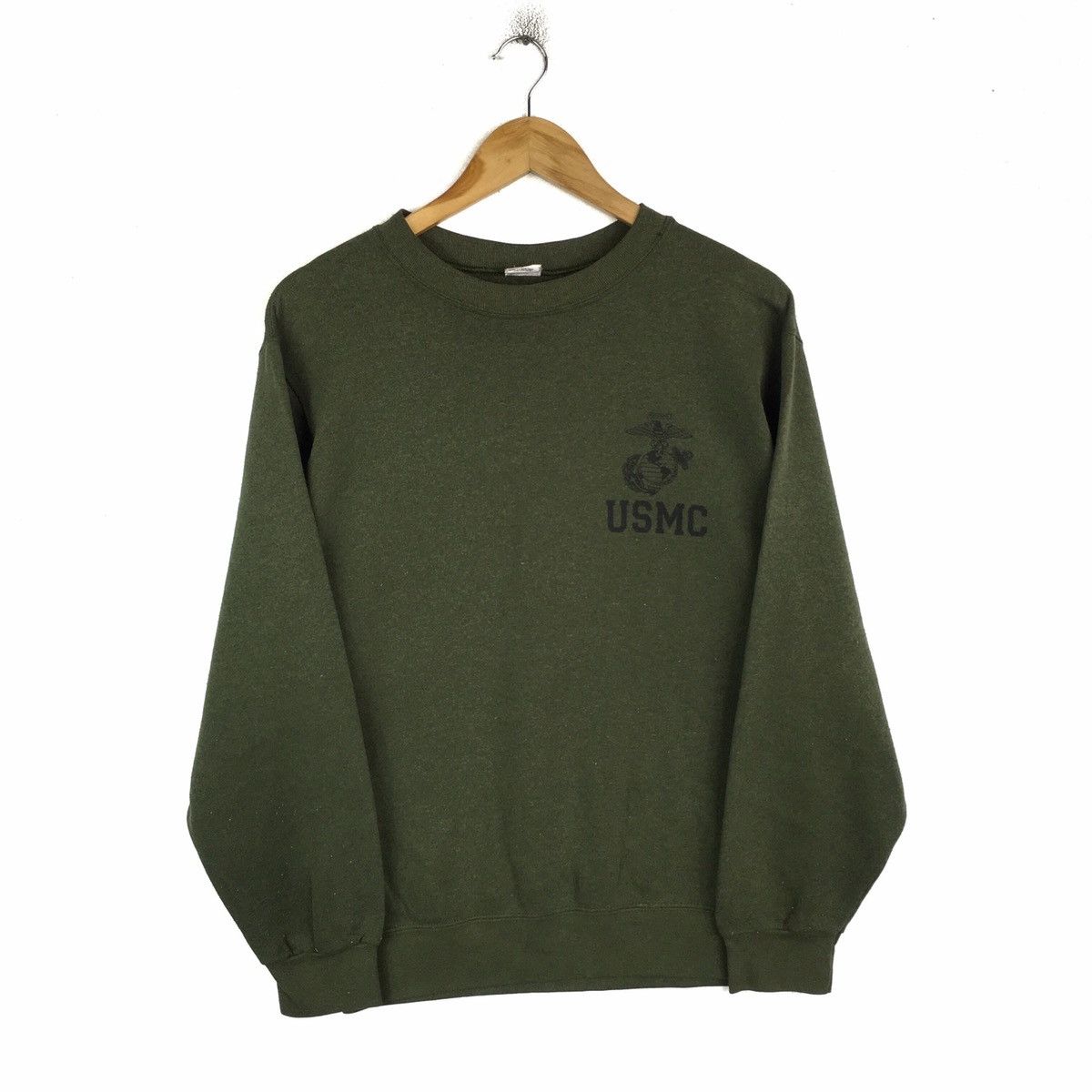 image of Usmc Military Army United States Sweatshirt Pullover in Green, Men's (Size Small)