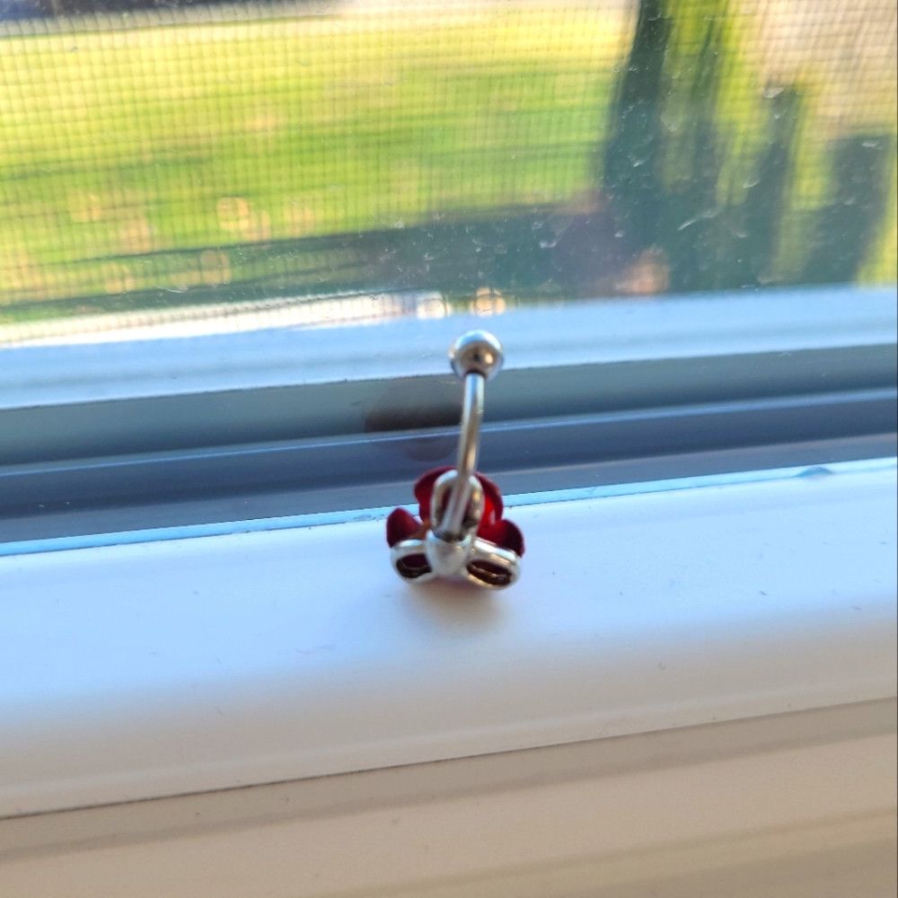 Vacation Red Rose Navel Ring Beach Gift Love Valentine Size ONE SIZE - 5 Thumbnail
