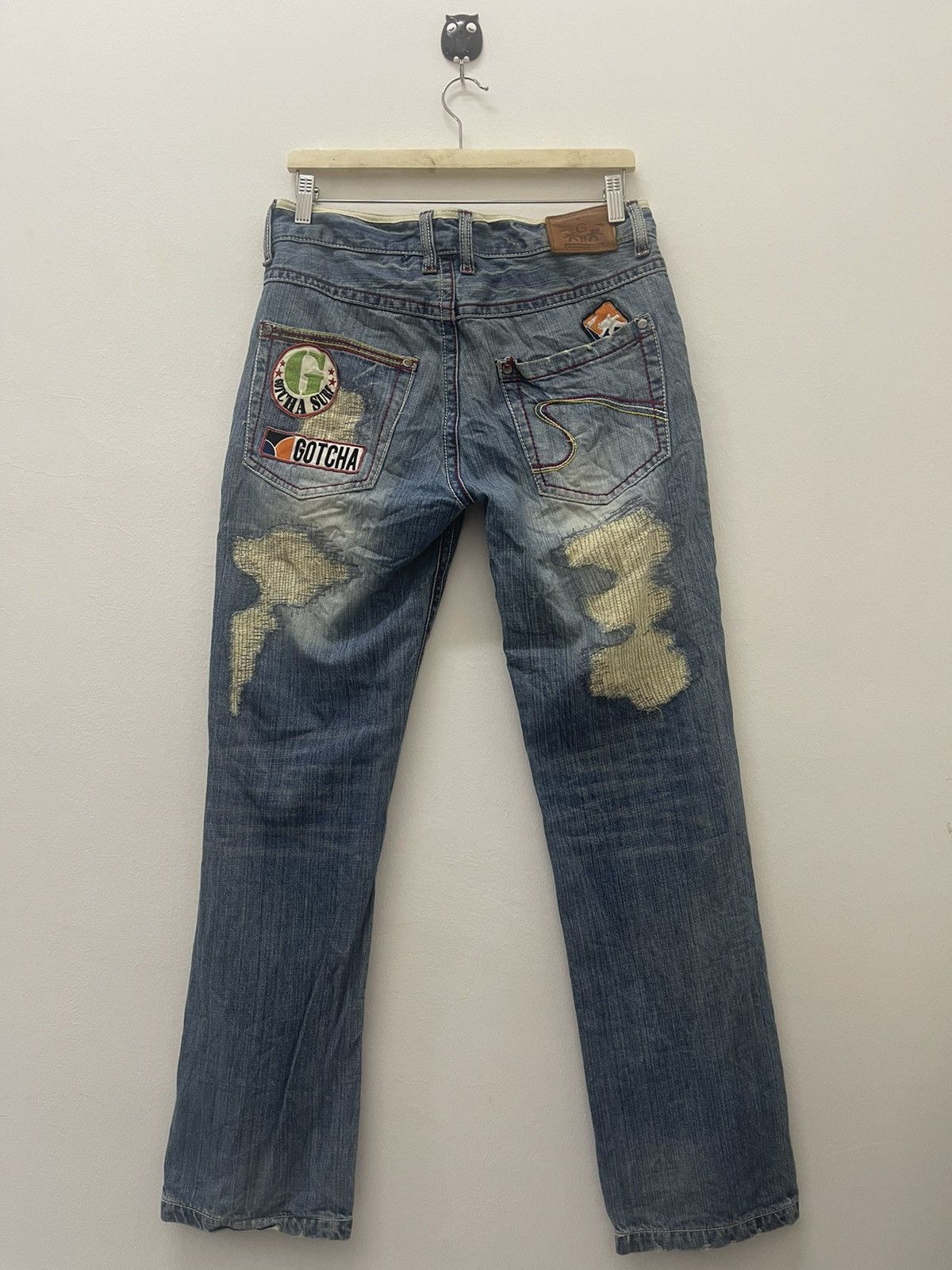 Gotcha Rare Vintage GOTCHA Patches Distressed Thrashed Denim Jeans Size US 32 / EU 48 - 6 Thumbnail